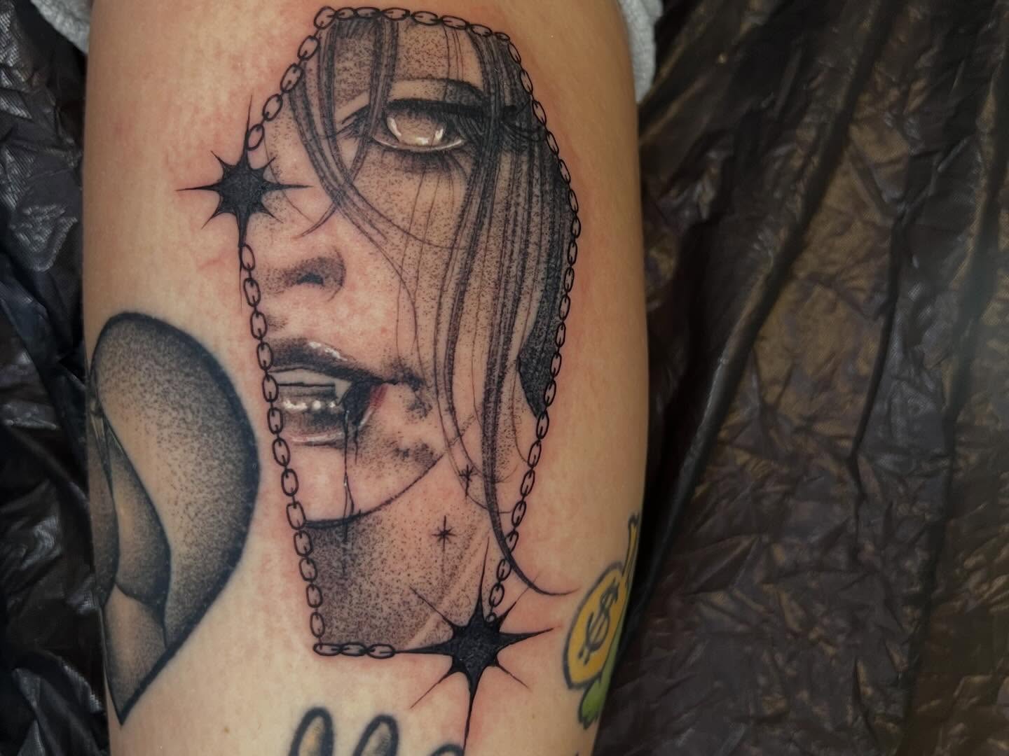 Tattoo by @tallartist — dotwork, realism