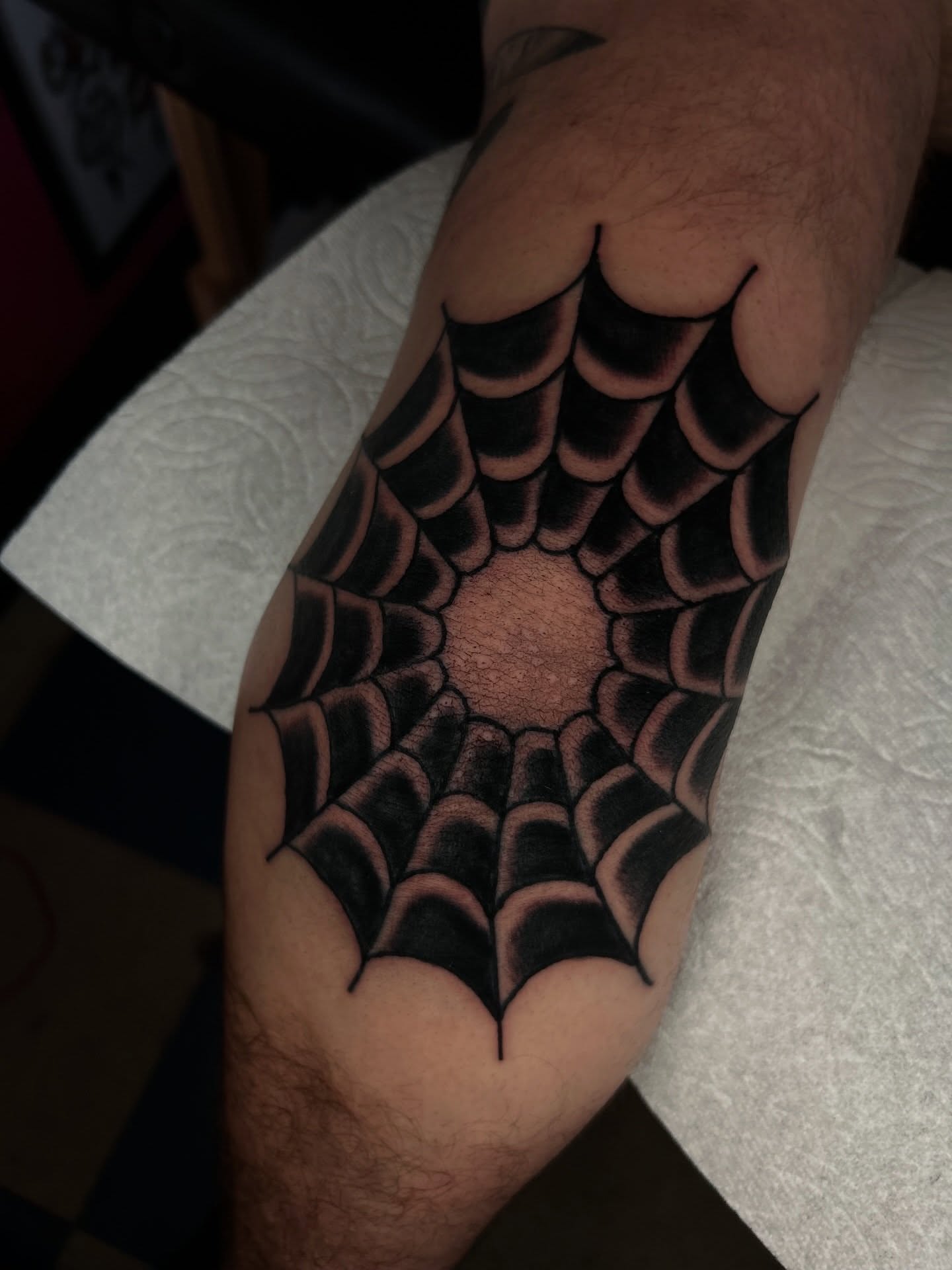 Spider web black and grey tattoo on the forearm by β π€ππ©π¦π©π’π β± β