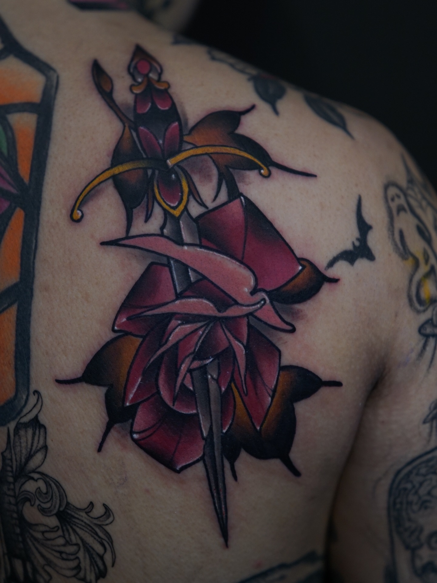 Tattoo by @fizzy_jizzles_wtc — american_traditional, dark_realism