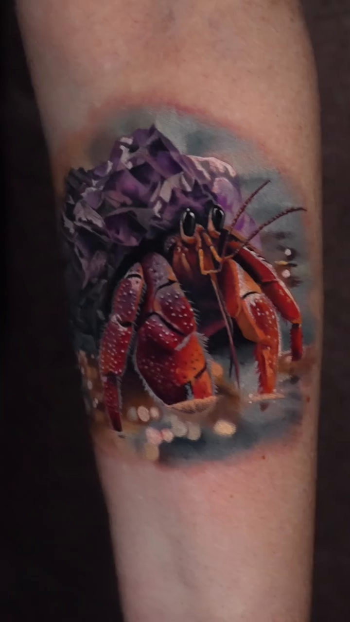 Hermit crab realism tattoo by color realism tattoos by gela✨