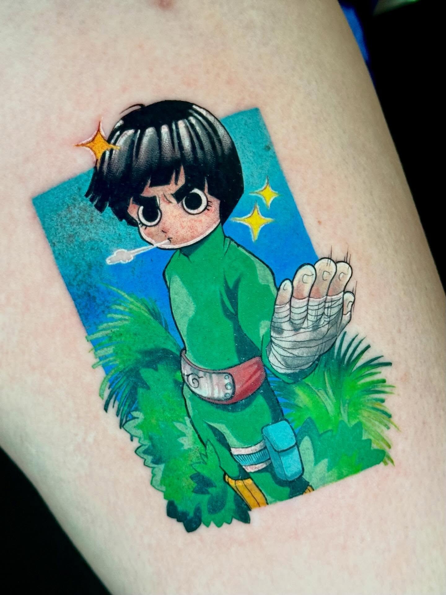 Anime character anime tattoo on the thigh by 🗡️Abi🗡️