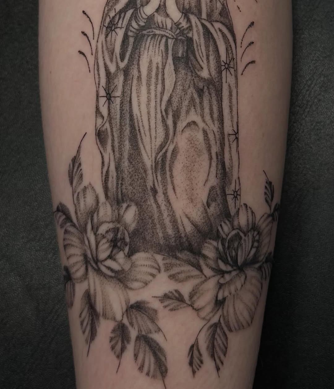 Tattoo by @madfrogs.tattooz β dotwork, black_and_grey