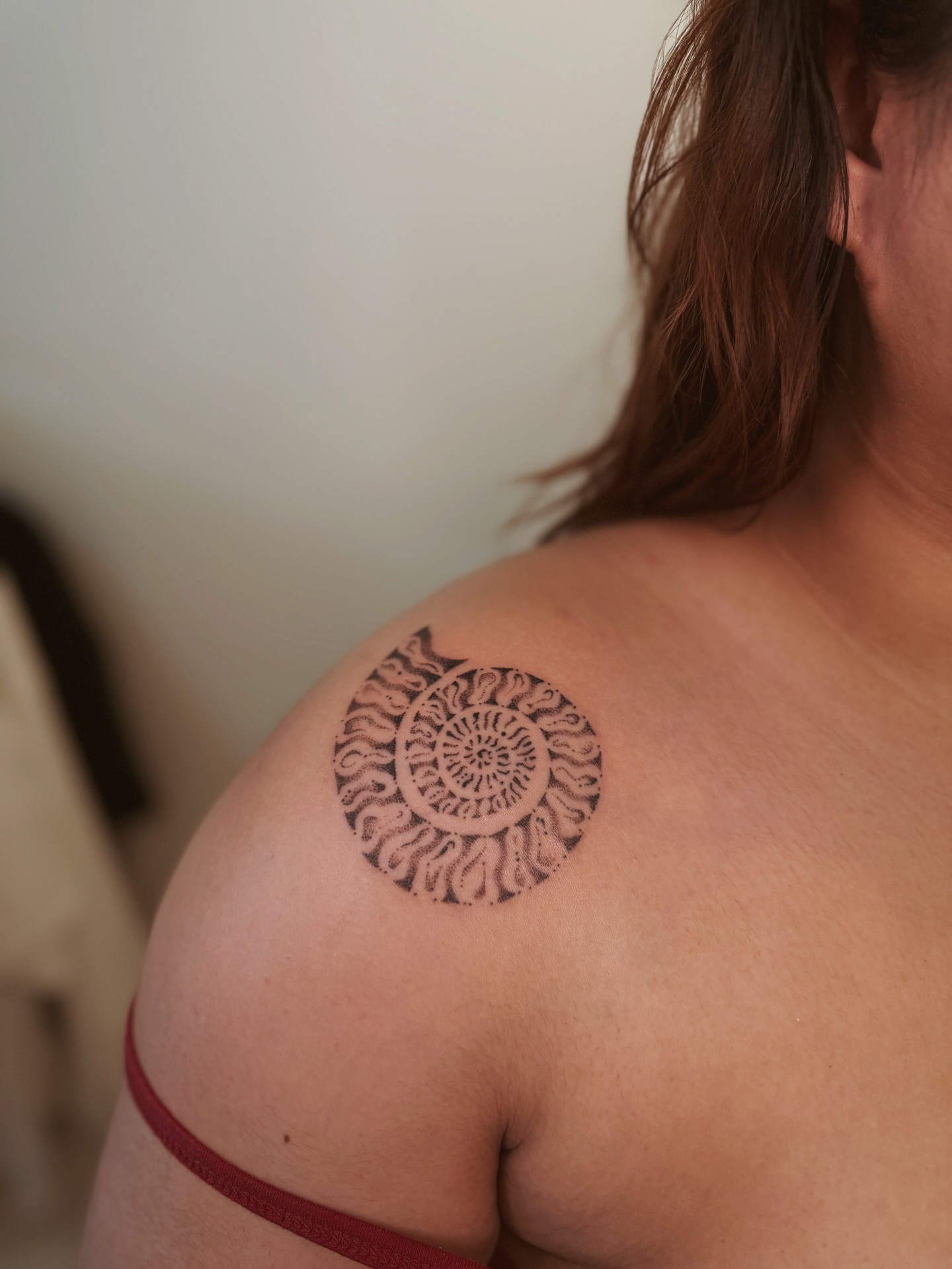 Tattoo by @poeticpokes — dotwork, geometric