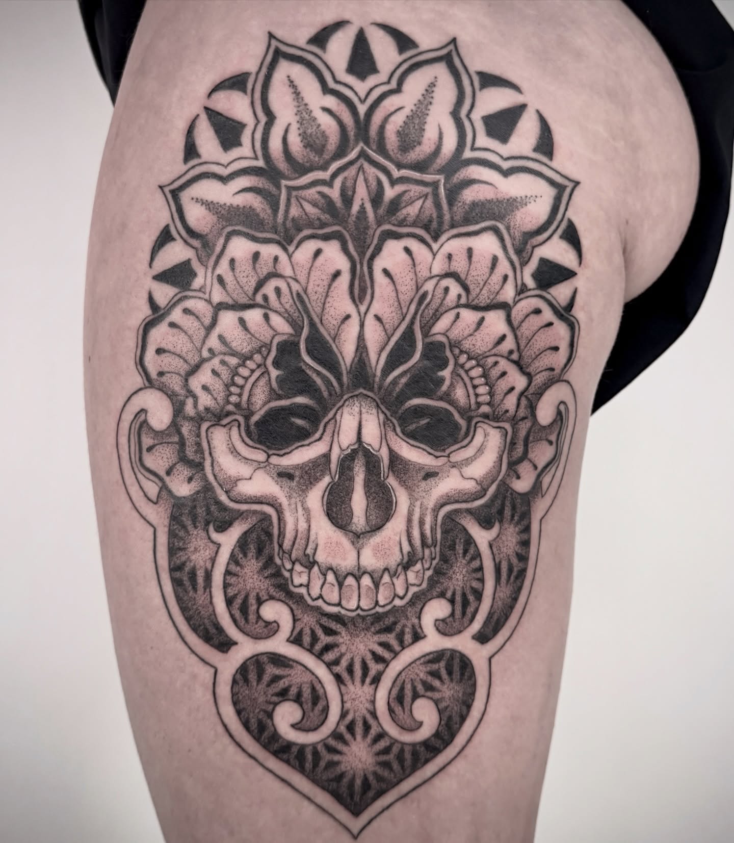 Tattoo by @ghostriverart — black_and_grey, dotwork
