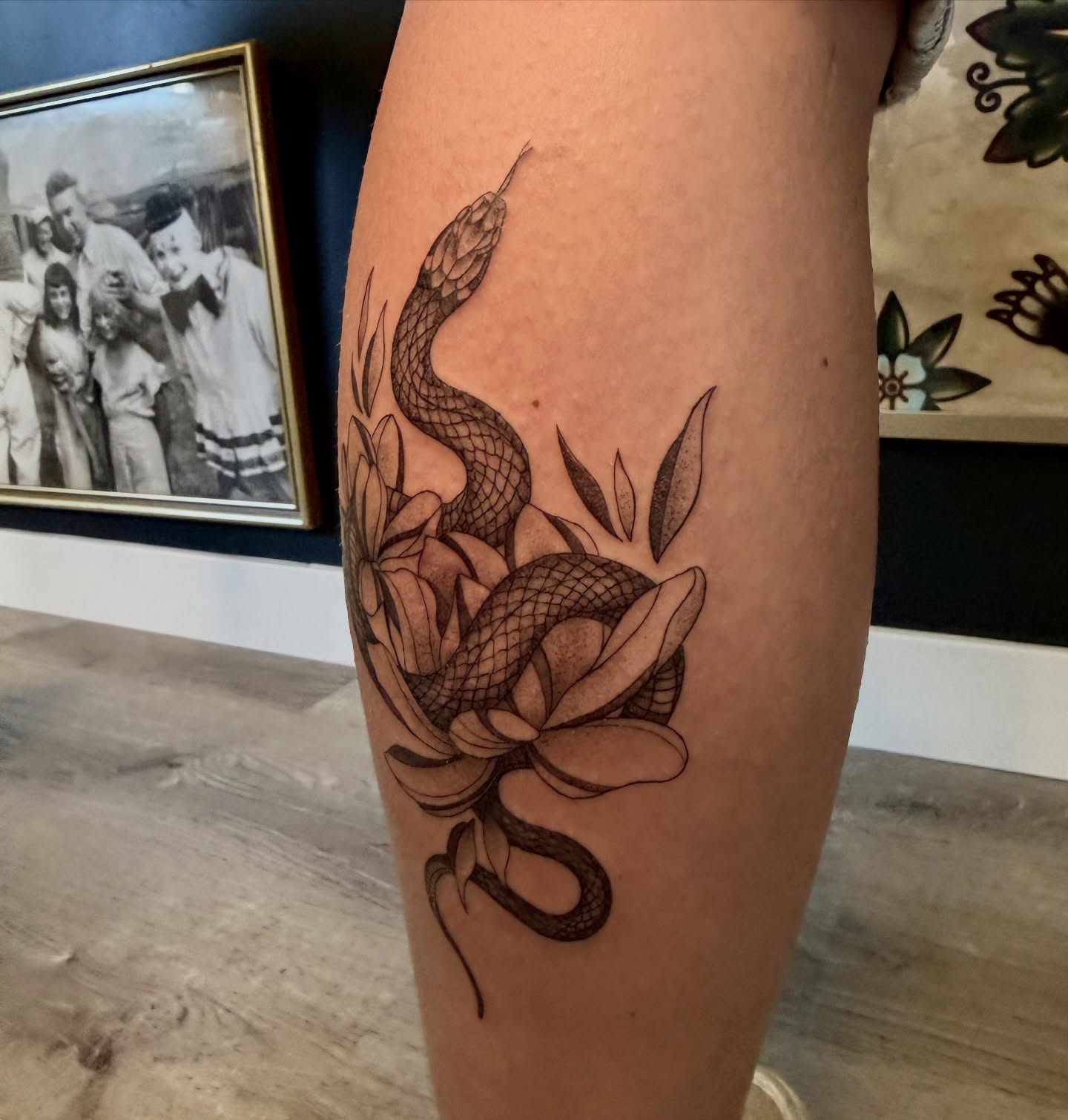Snake and lotus realism tattoo on the forearm by Ki ☆ SLC TATTOO ARTIST