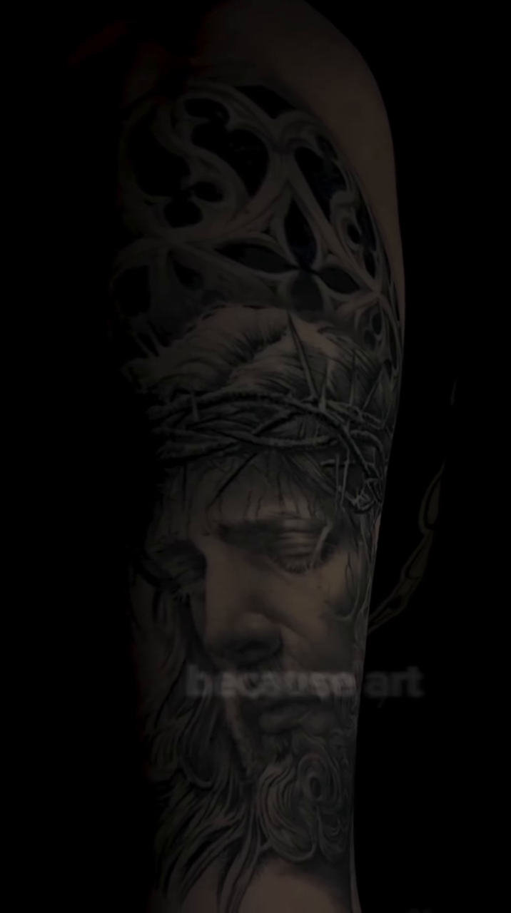 Jesus Christ portrait realism tattoo by Michael Getz