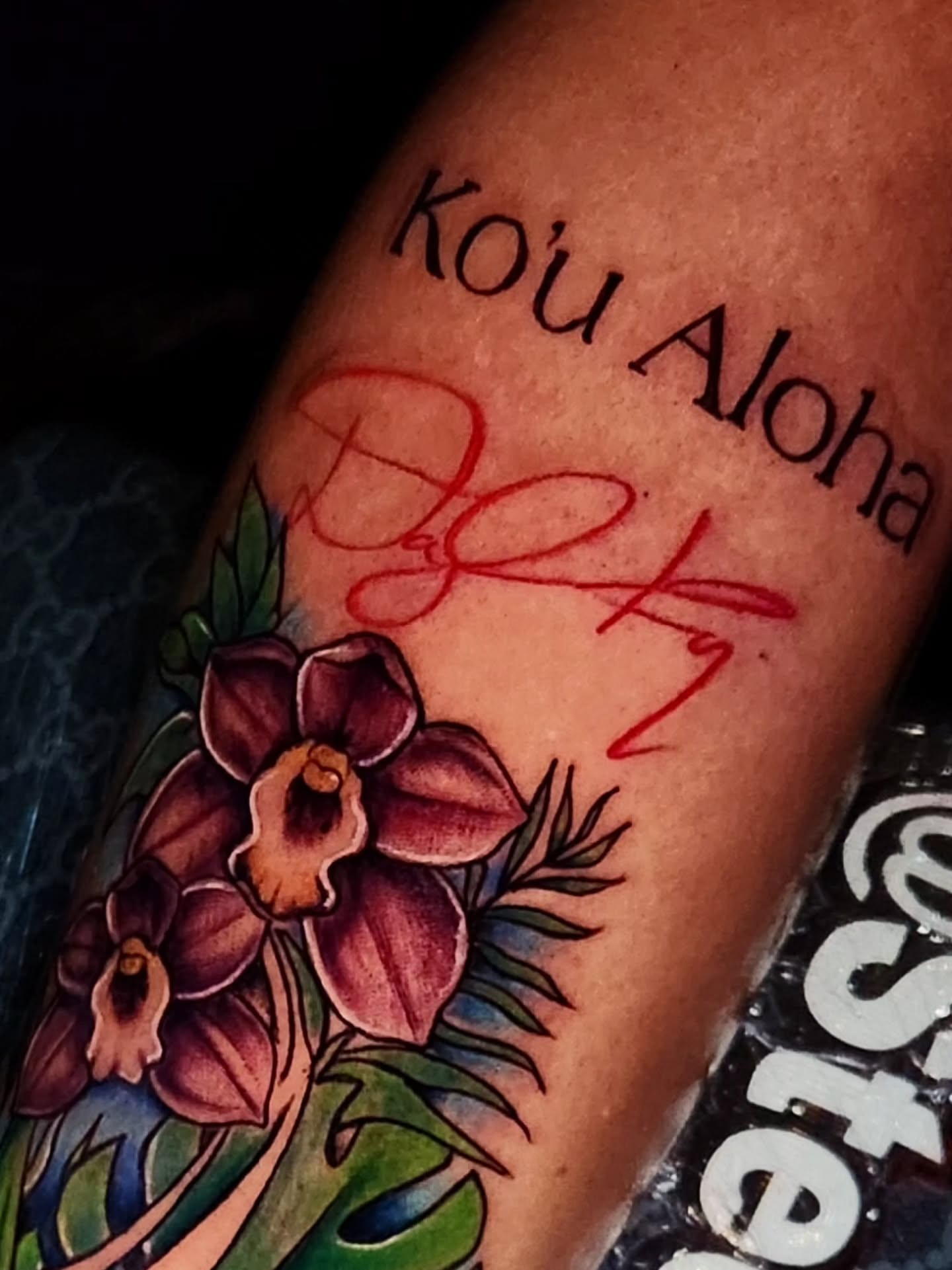 Orchids and signature American traditional tattoo on the forearm by 🗣 No Minors🔞‼️‼️‼️