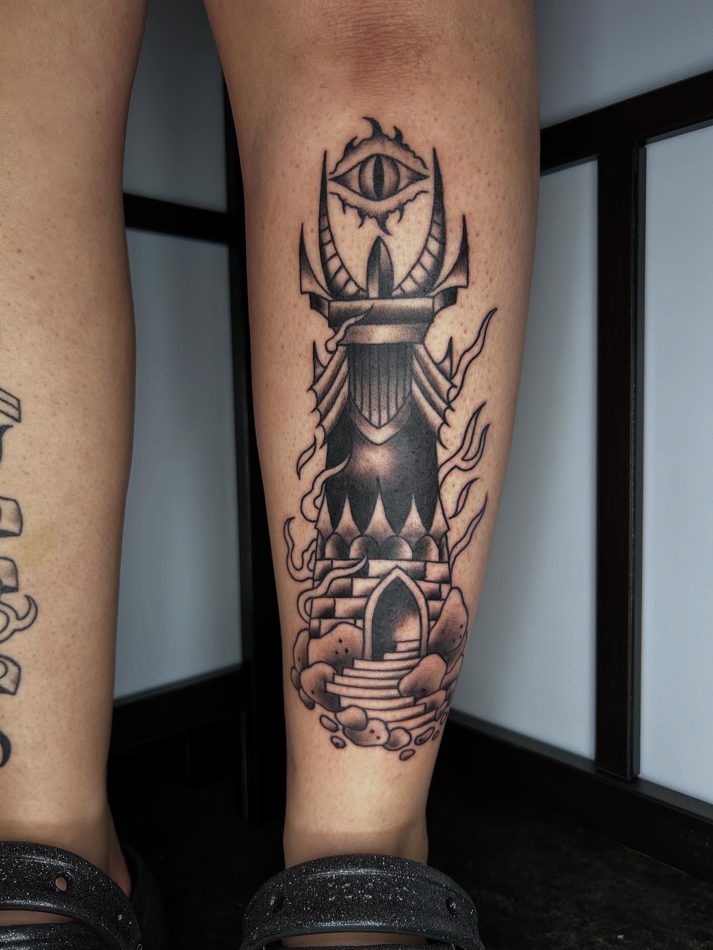 Tattoo by @chammertattoos — black_and_grey, geometric