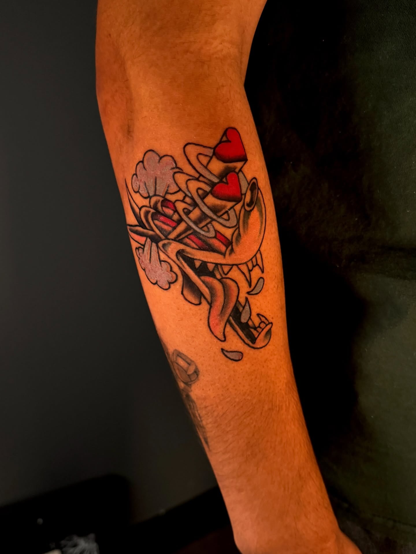 Abstract design new school tattoo on the forearm by Dallas Tattoo Artist