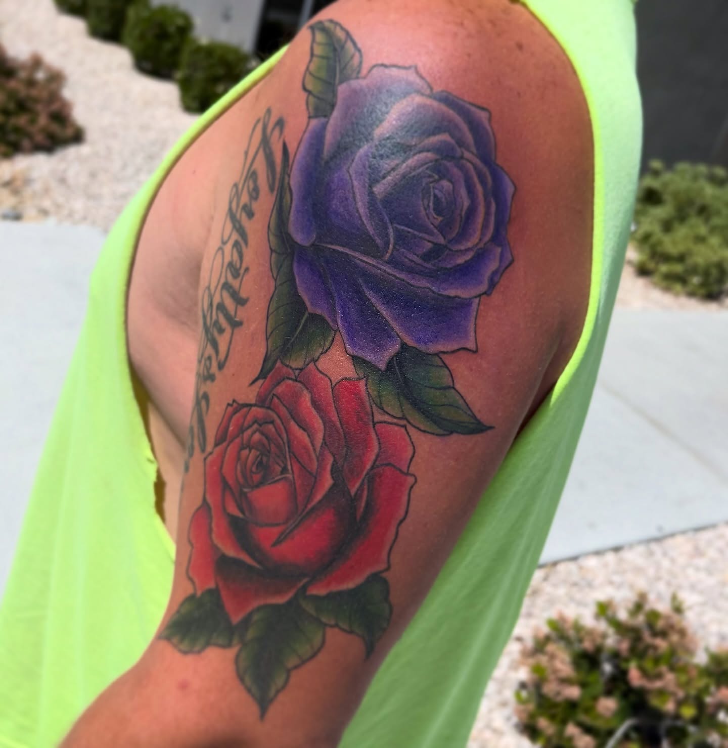Roses realism tattoo on the shoulder by Love 🥀 222