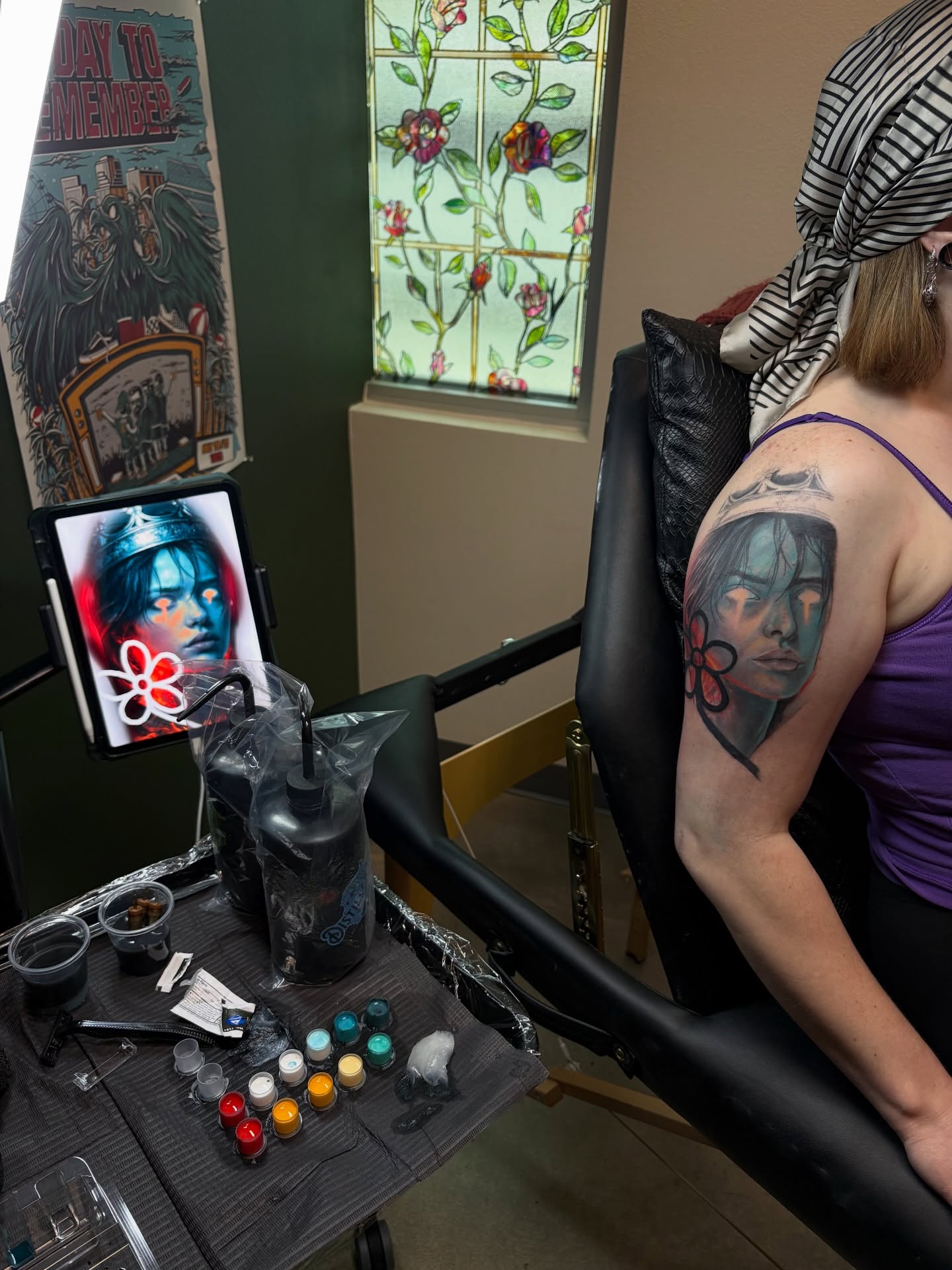 Woman's face realism tattoo on the shoulder by Love 🥀 222
