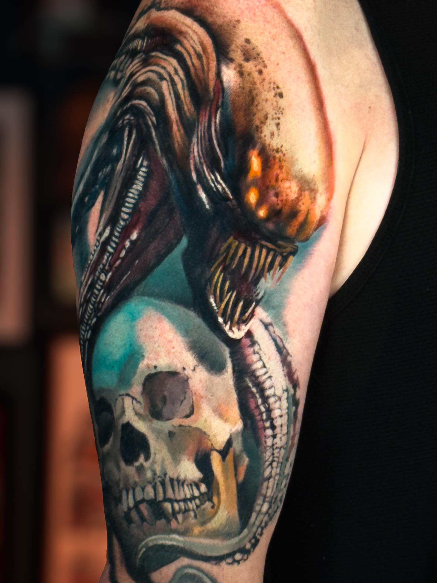 Tattoo by @tattoosbytravis — realism, dark_realism