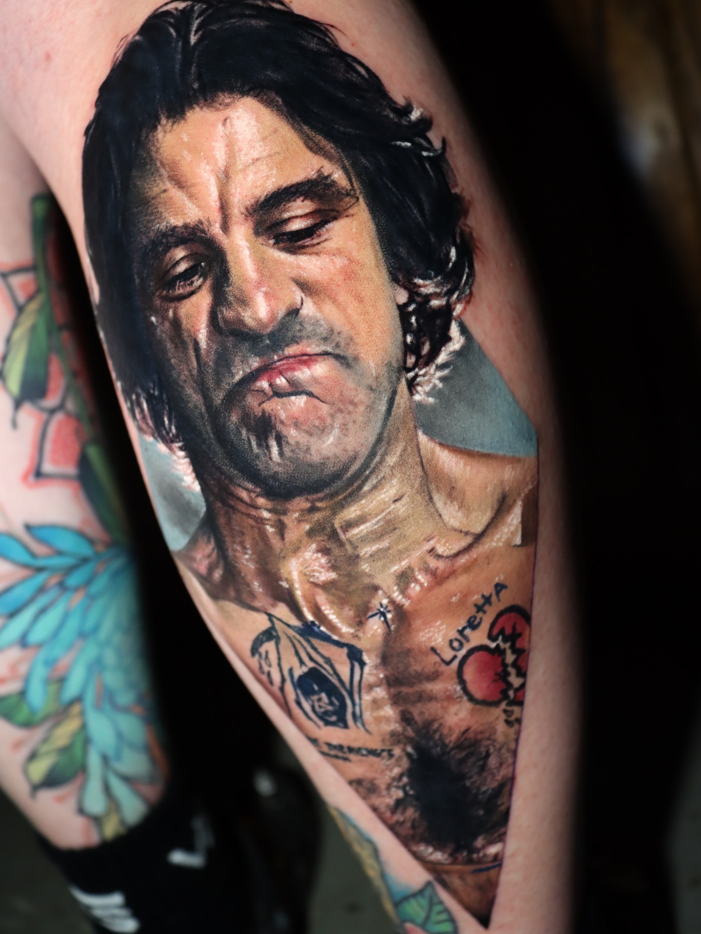 Scarface realism tattoo on the chest by Gary Barrera