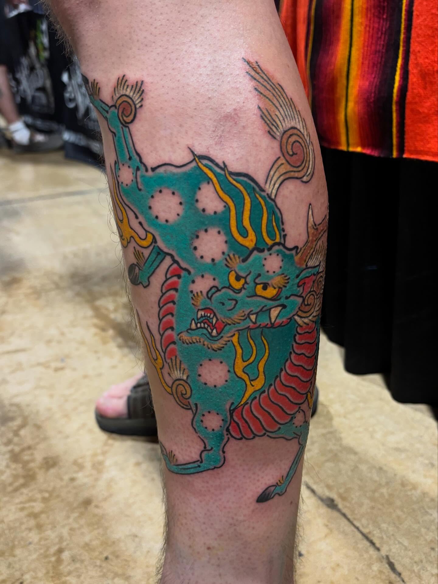 Tattoo by @ajoynerart — dotwork, japanese_irezumi