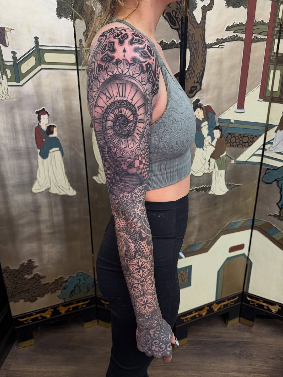 Tattoo by @jaws_the_artist — geometric, black_and_grey