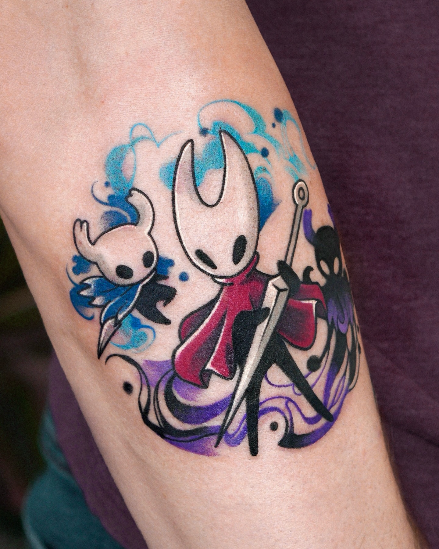 Skeleton character dotwork tattoo on the forearm by Eden