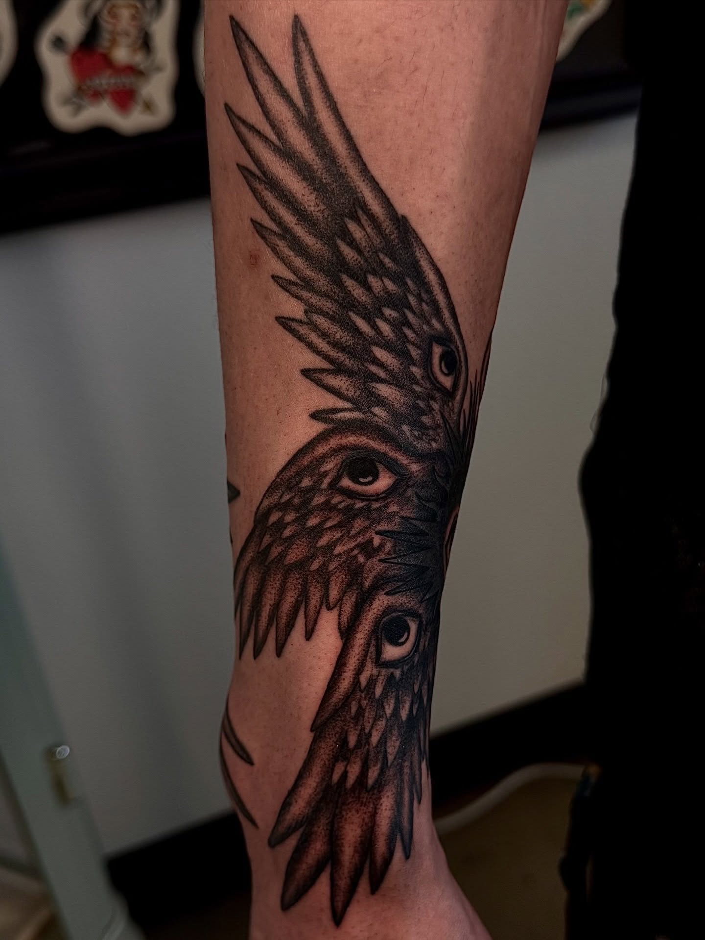 Owl realism tattoo on the forearm by Mika