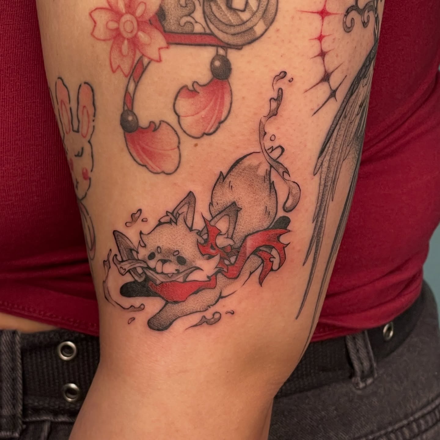 Fox japanese irezumi tattoo on the forearm by Mia 	\(★ω★)