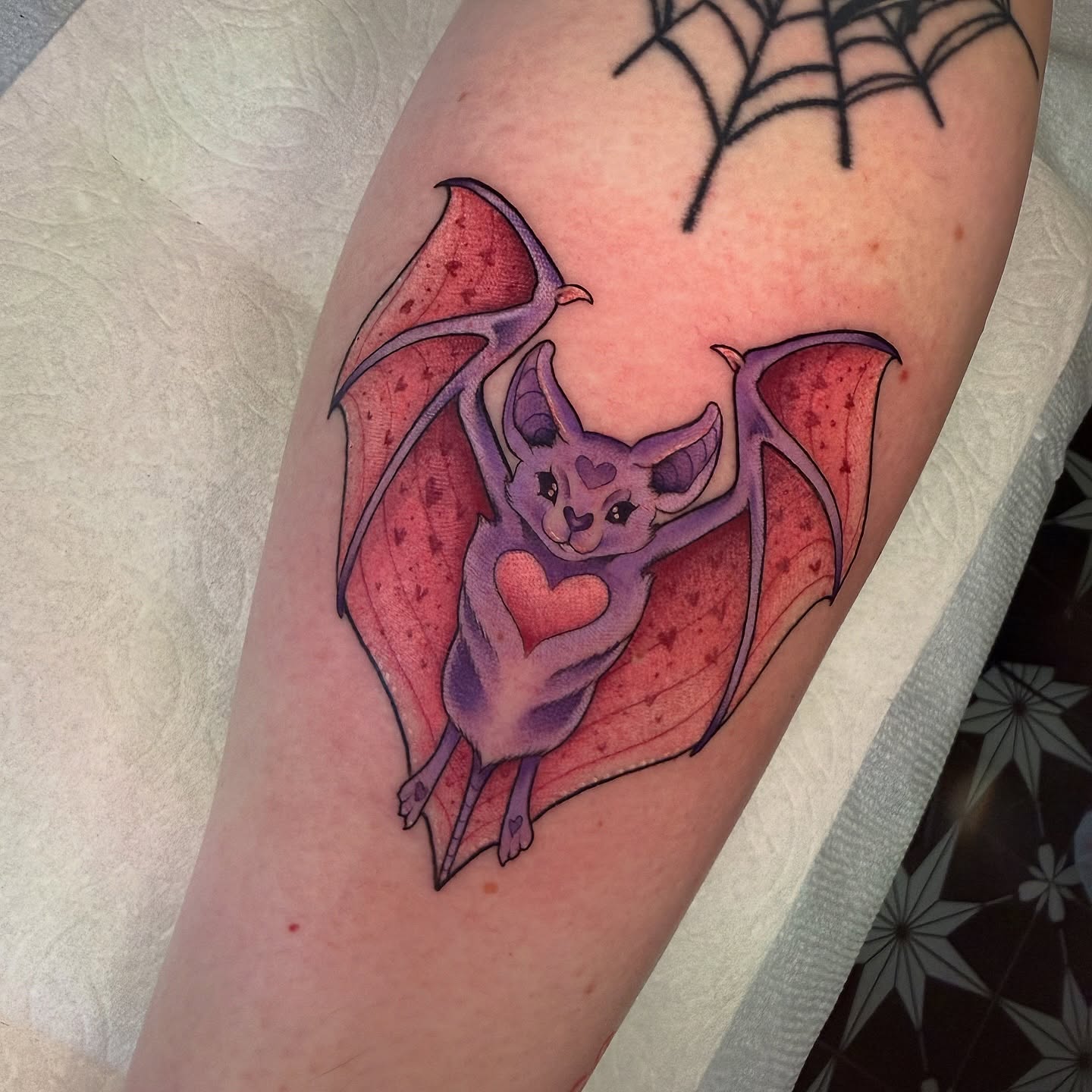 Bat dotwork tattoo on the forearm by Maia Papaya Tattoos 🐝 Olympia Tattoo Artist