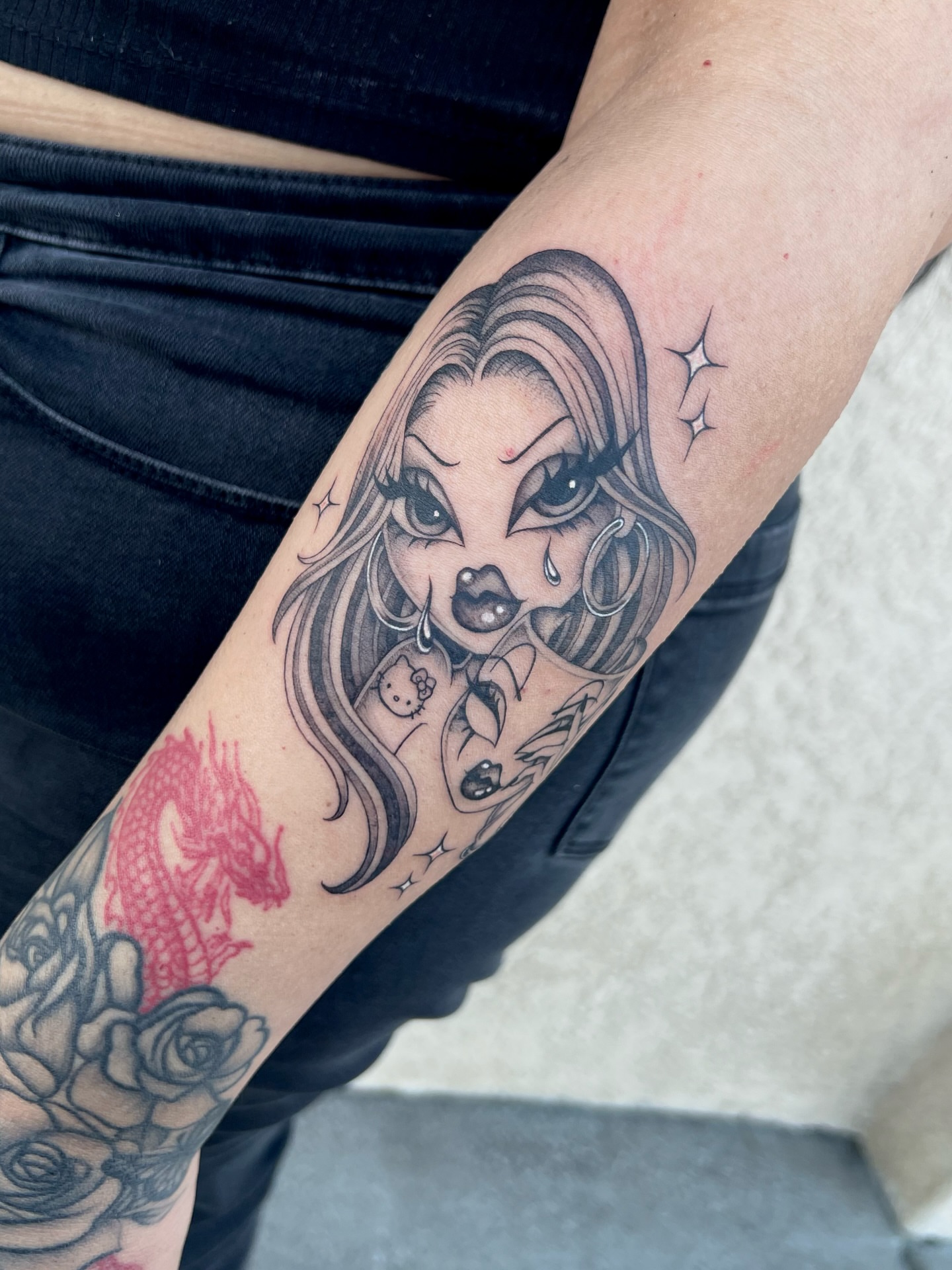 Tattoo by @dvminiquex โ black_and_grey, dark_realism