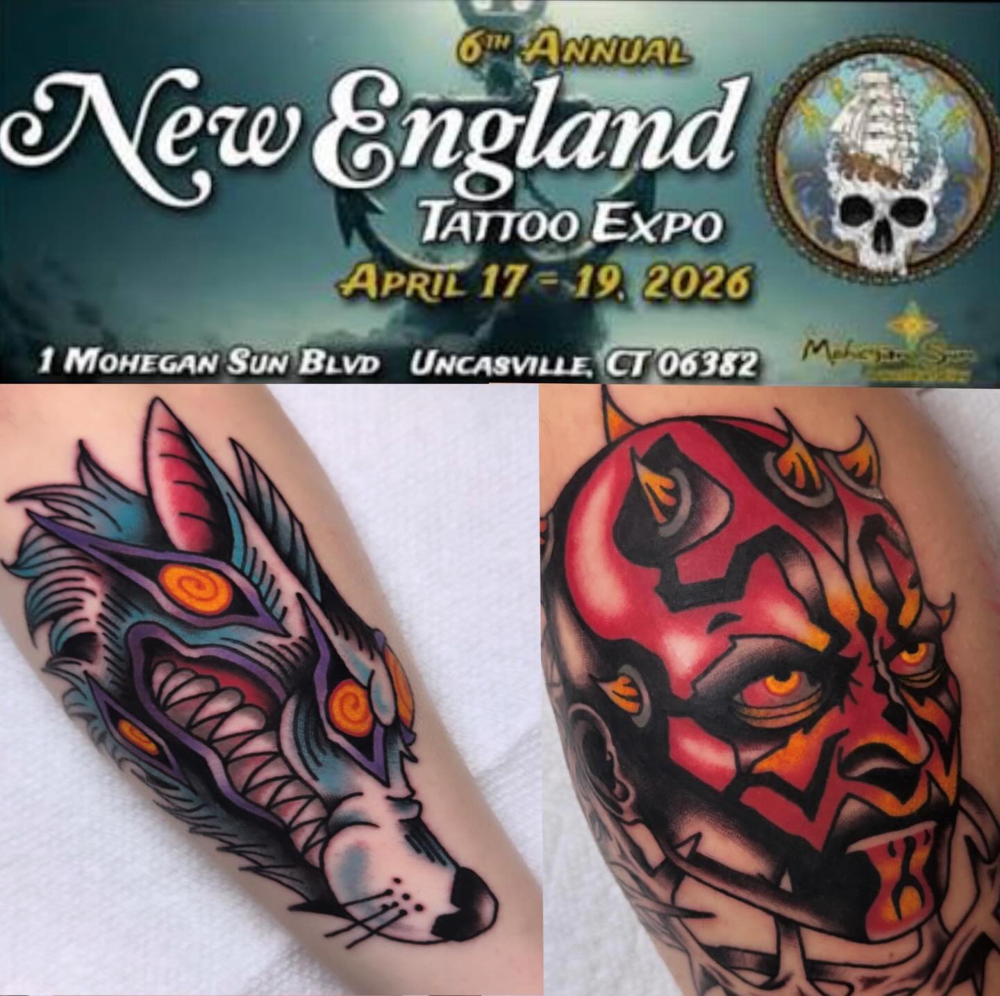 Wolf head American traditional tattoo on the forearm by Shelby