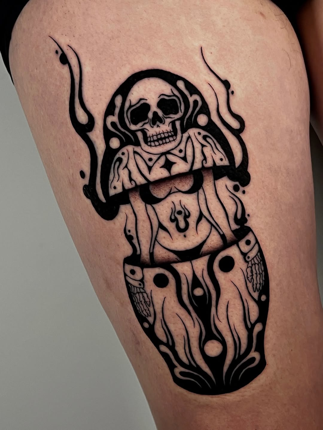 Tattoo by @rebel_milly — blackwork, dark_realism