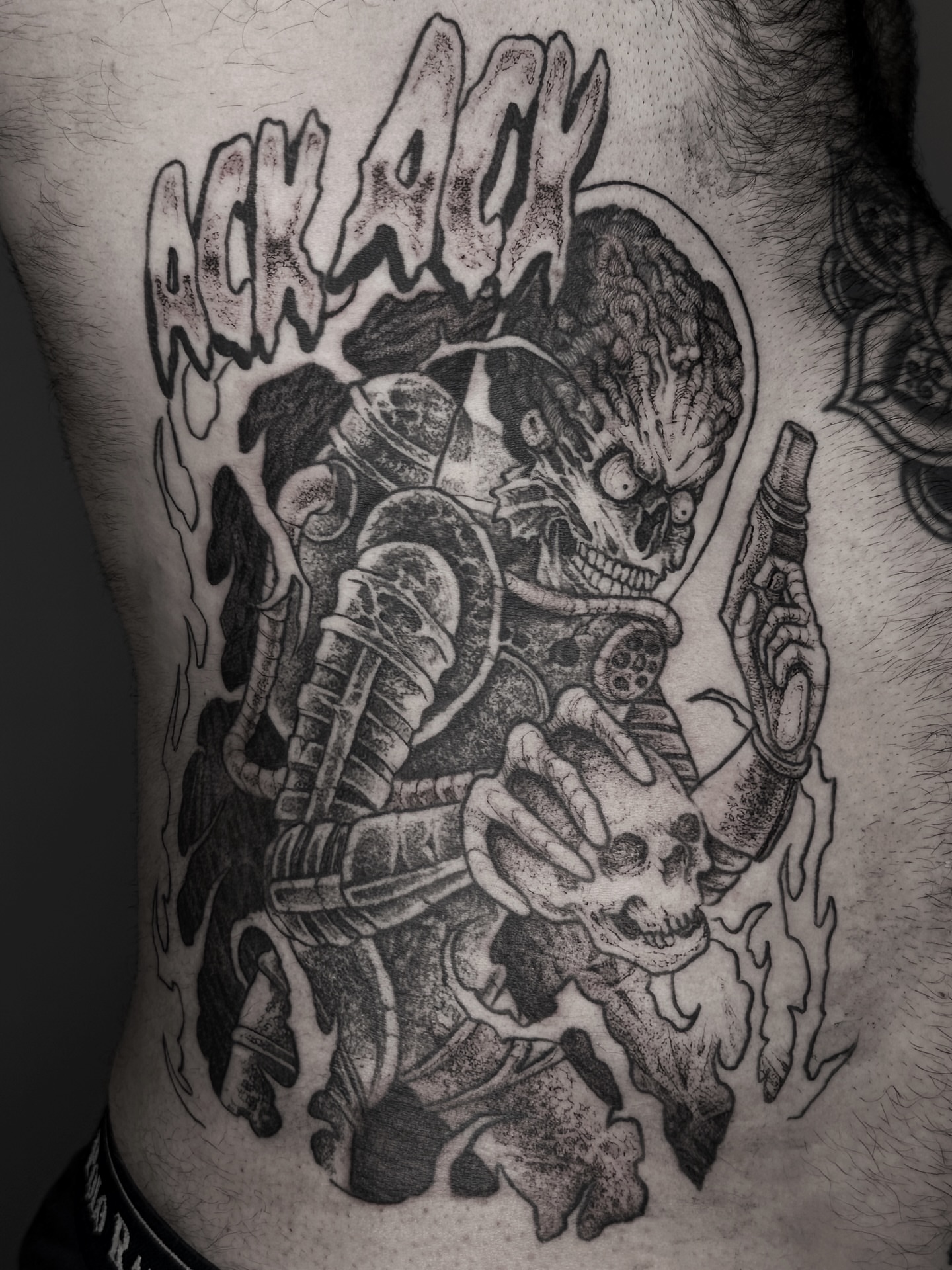 Tattoo by @panyvinoo — black_and_grey, dark_realism