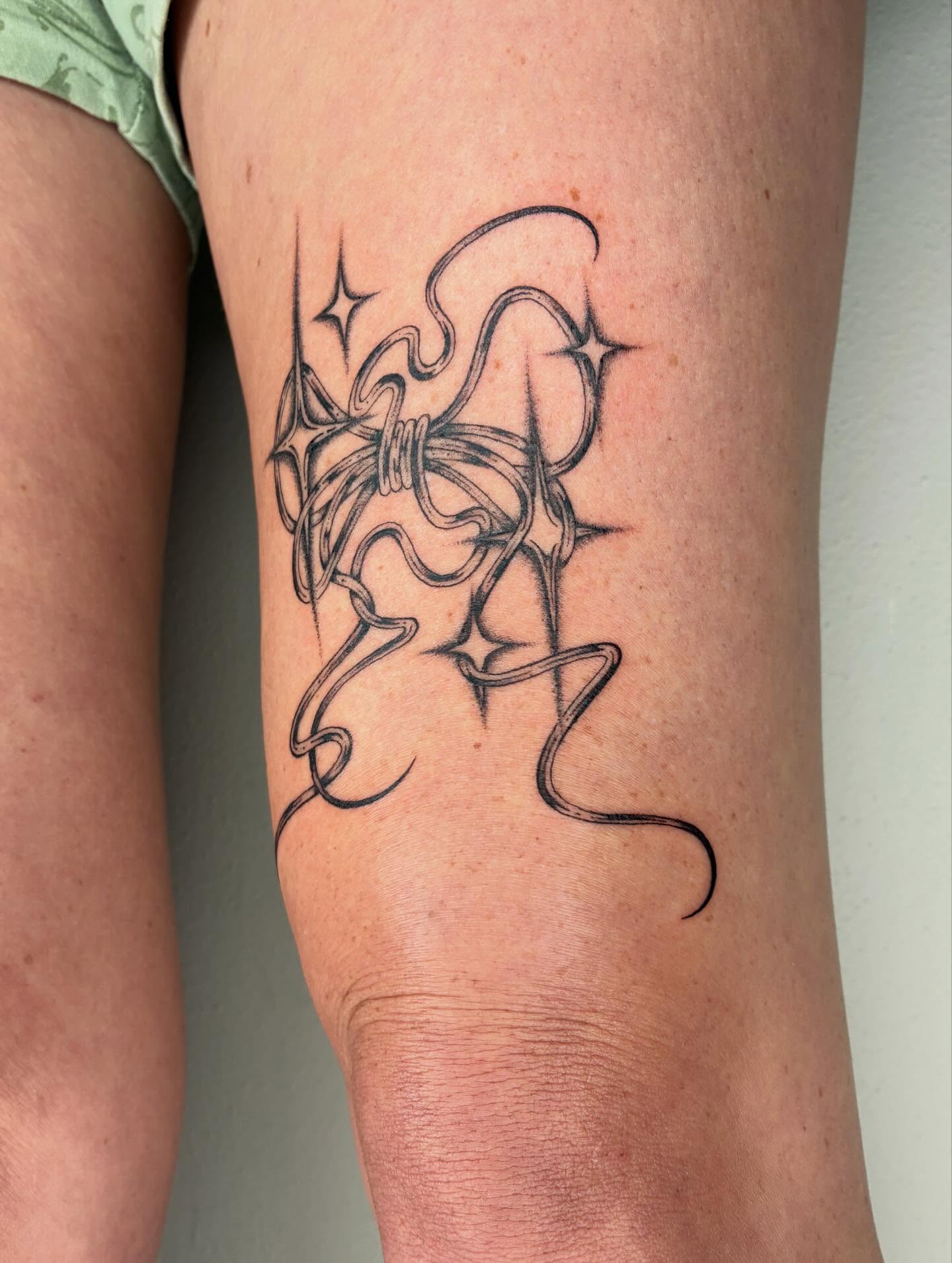 Abstract design black and grey tattoo on the forearm by Steven Sessler, San Francisco, California