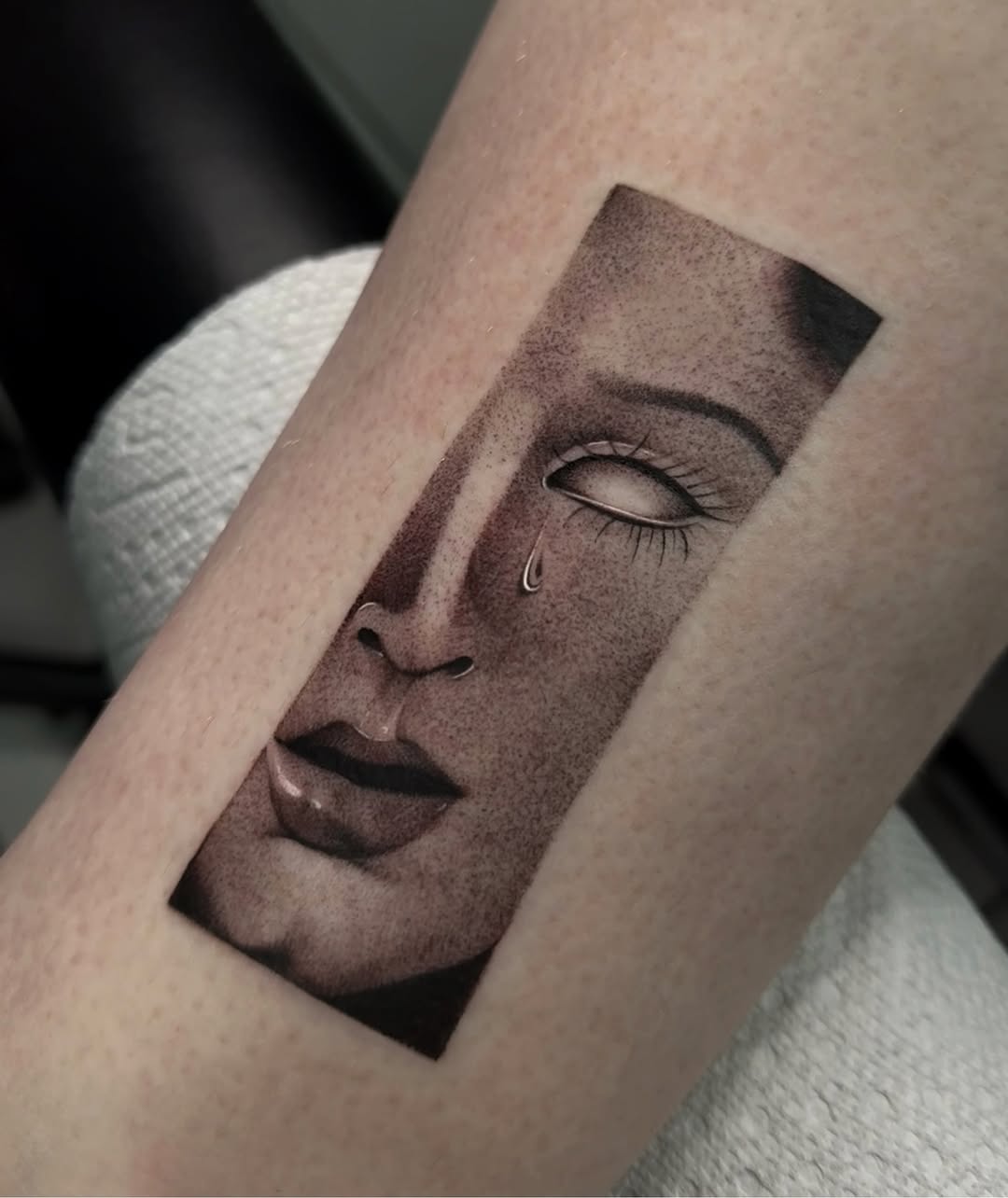 Tattoo by @driinked β realism, black_and_grey