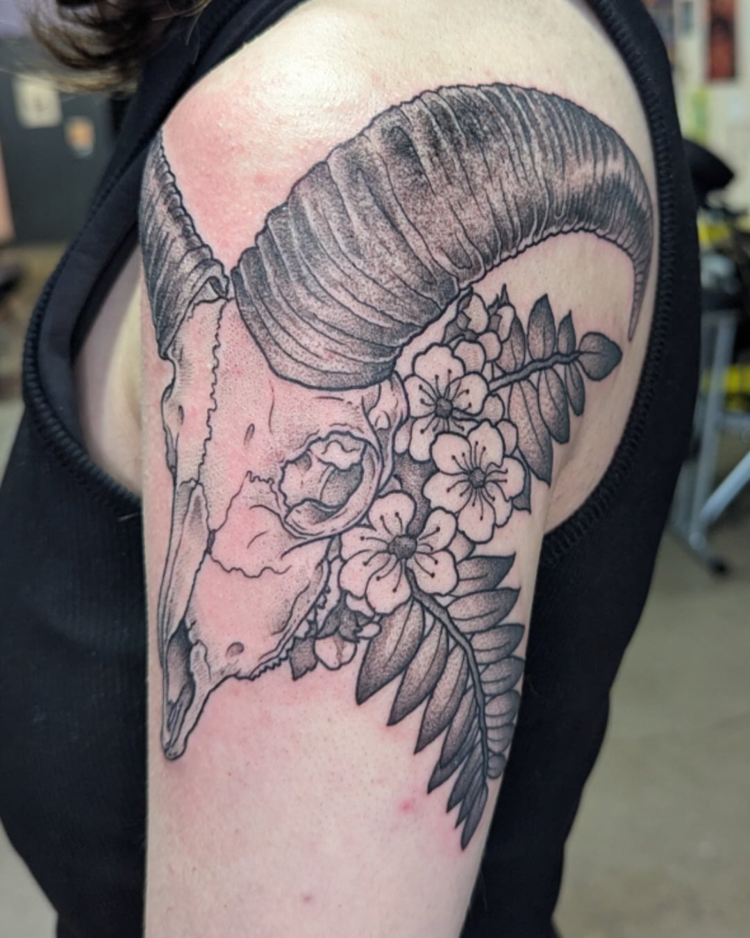 Tattoo by @lepus_tattoos — dotwork, black_and_grey
