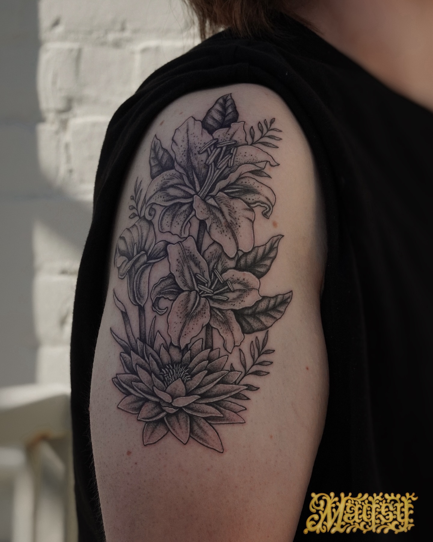 Tattoo by @artofmagsy — dotwork, black_and_grey
