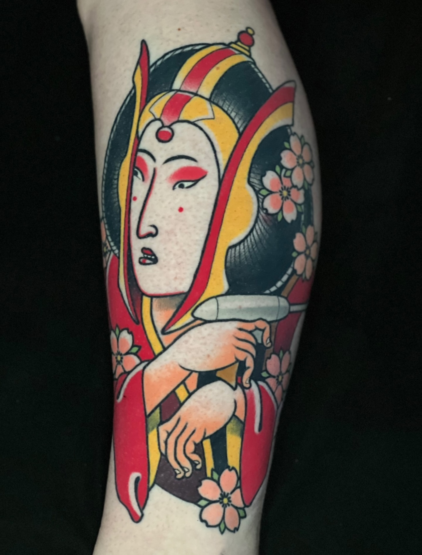 Geisha American traditional tattoo on the forearm by Tyler Wright