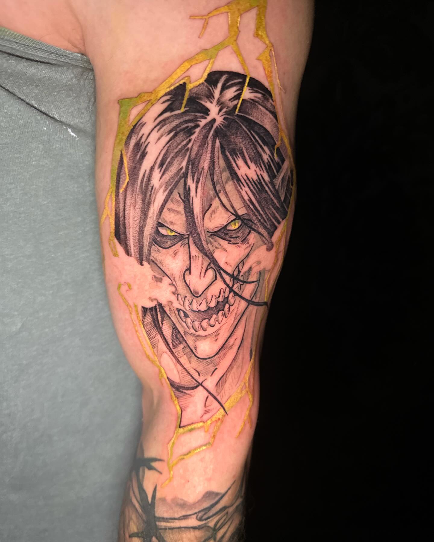 Joker realism tattoo on the forearm by Cassandra Rasper-Beard