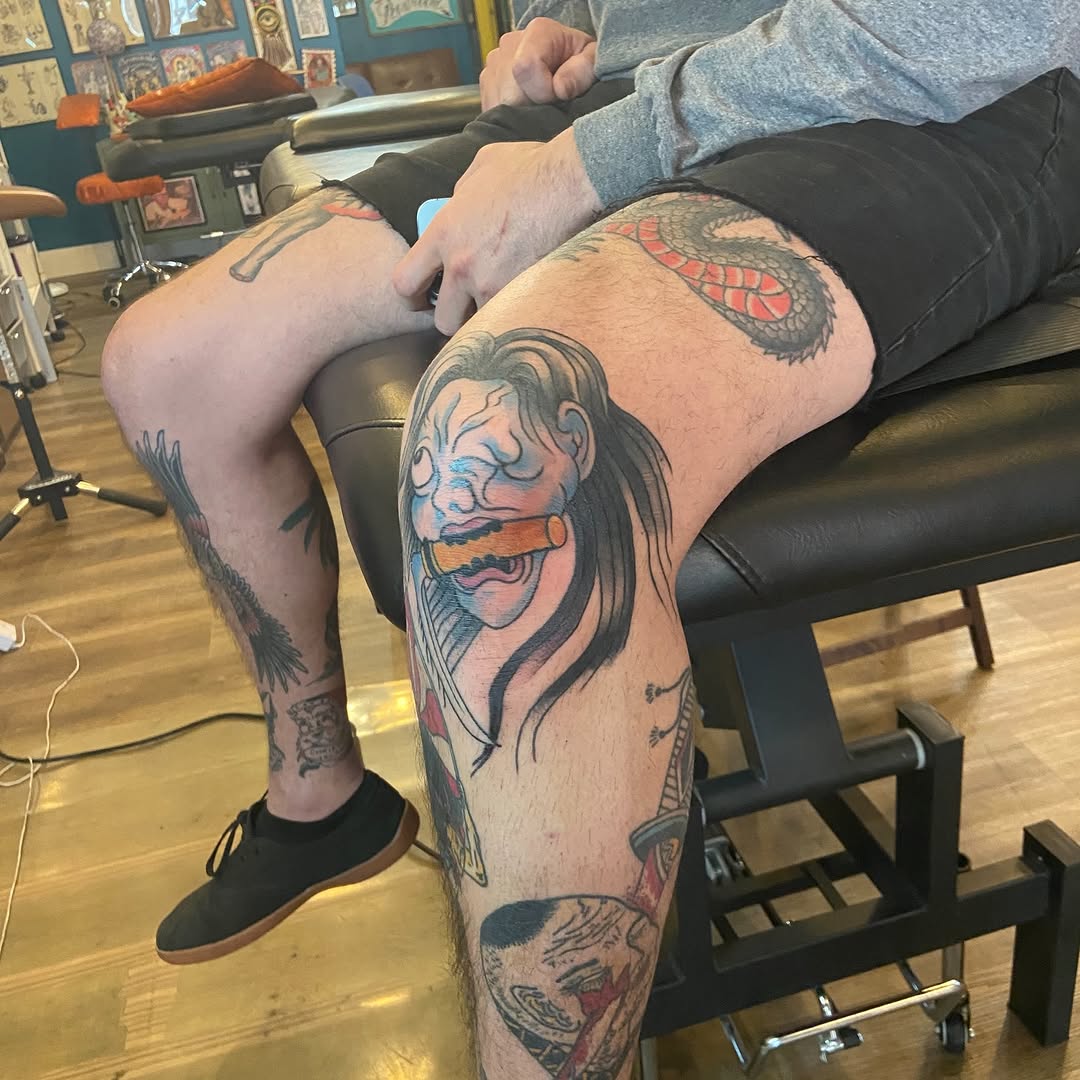 Tattoo by @purus_form โ japanese_irezumi, black_and_grey