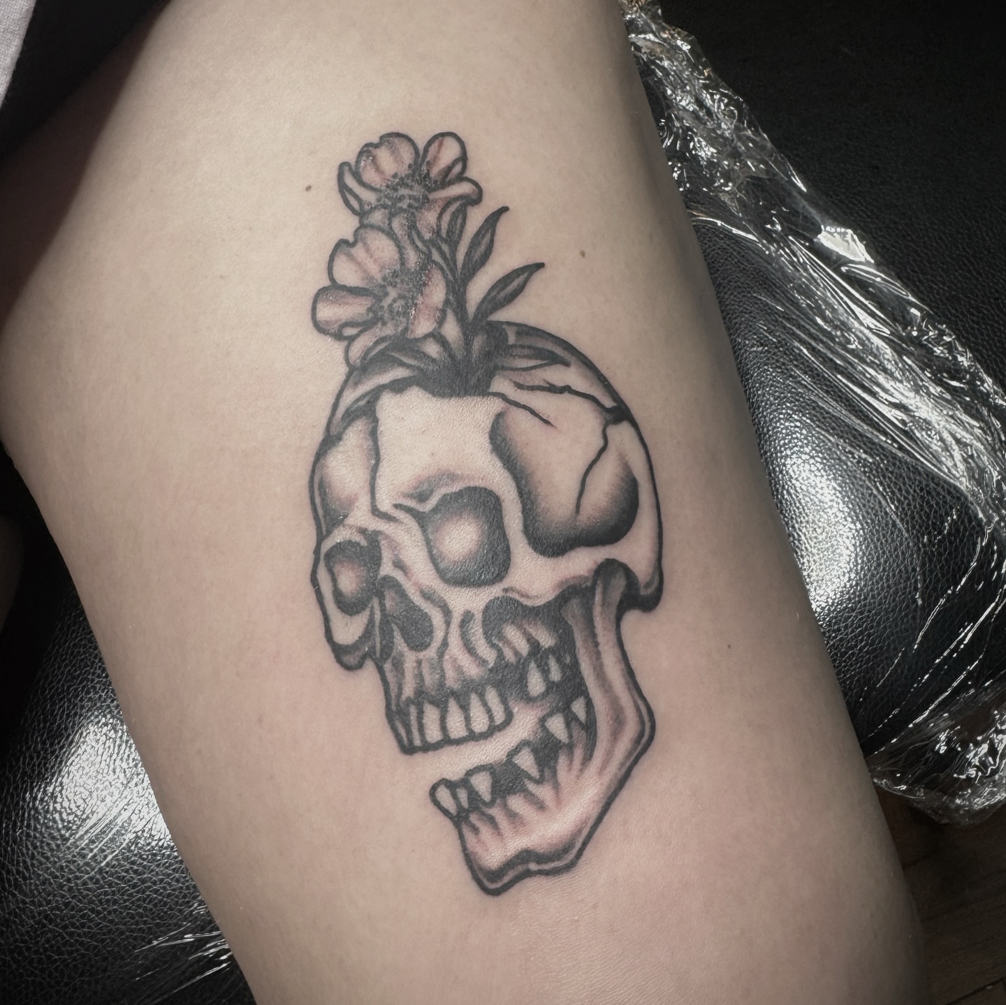 Tattoo by @sassafrastats — black_and_grey, realism