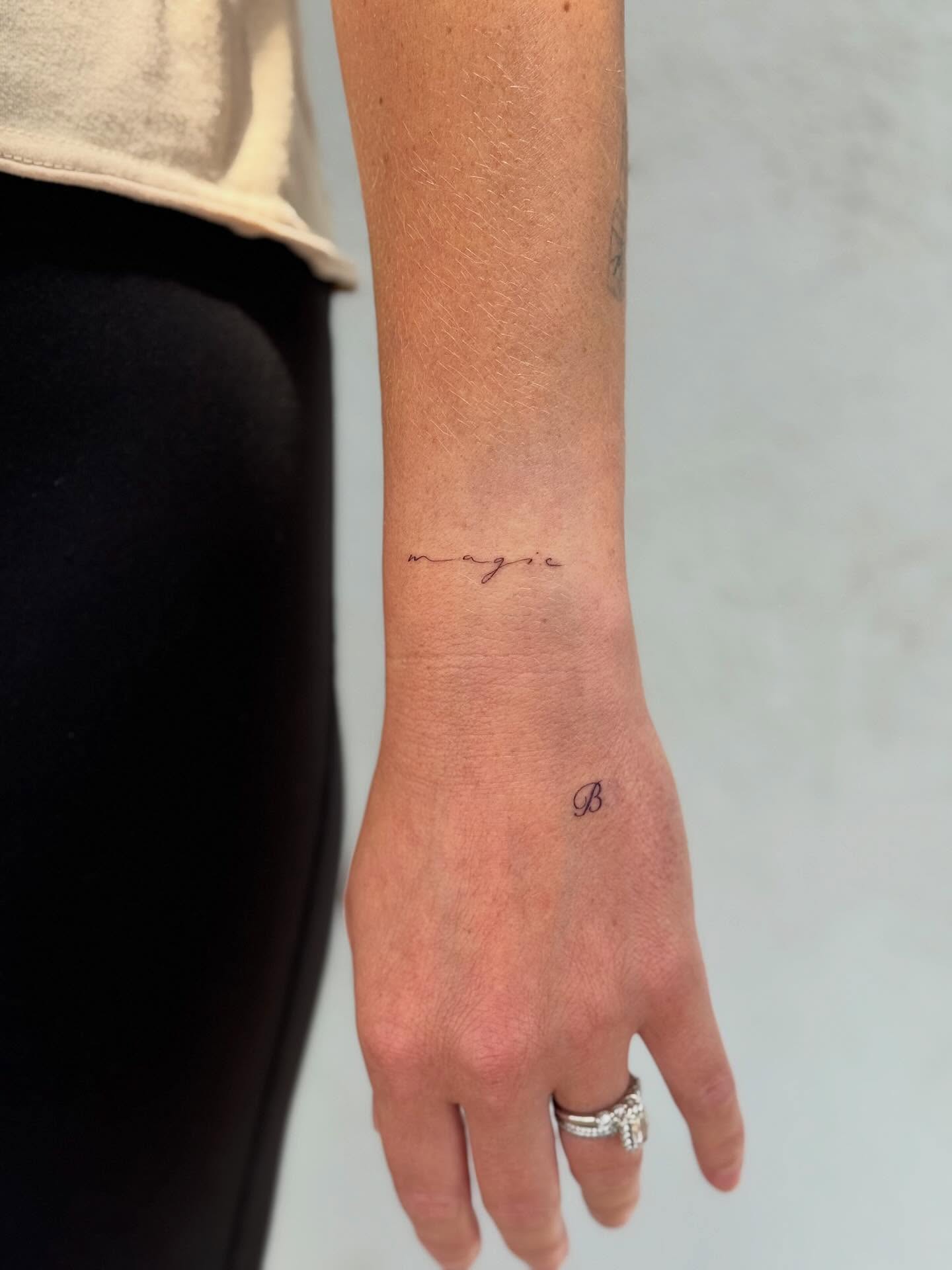 Magic fine line tattoo on the forearm by Karina ⋆⭒˚.⋆