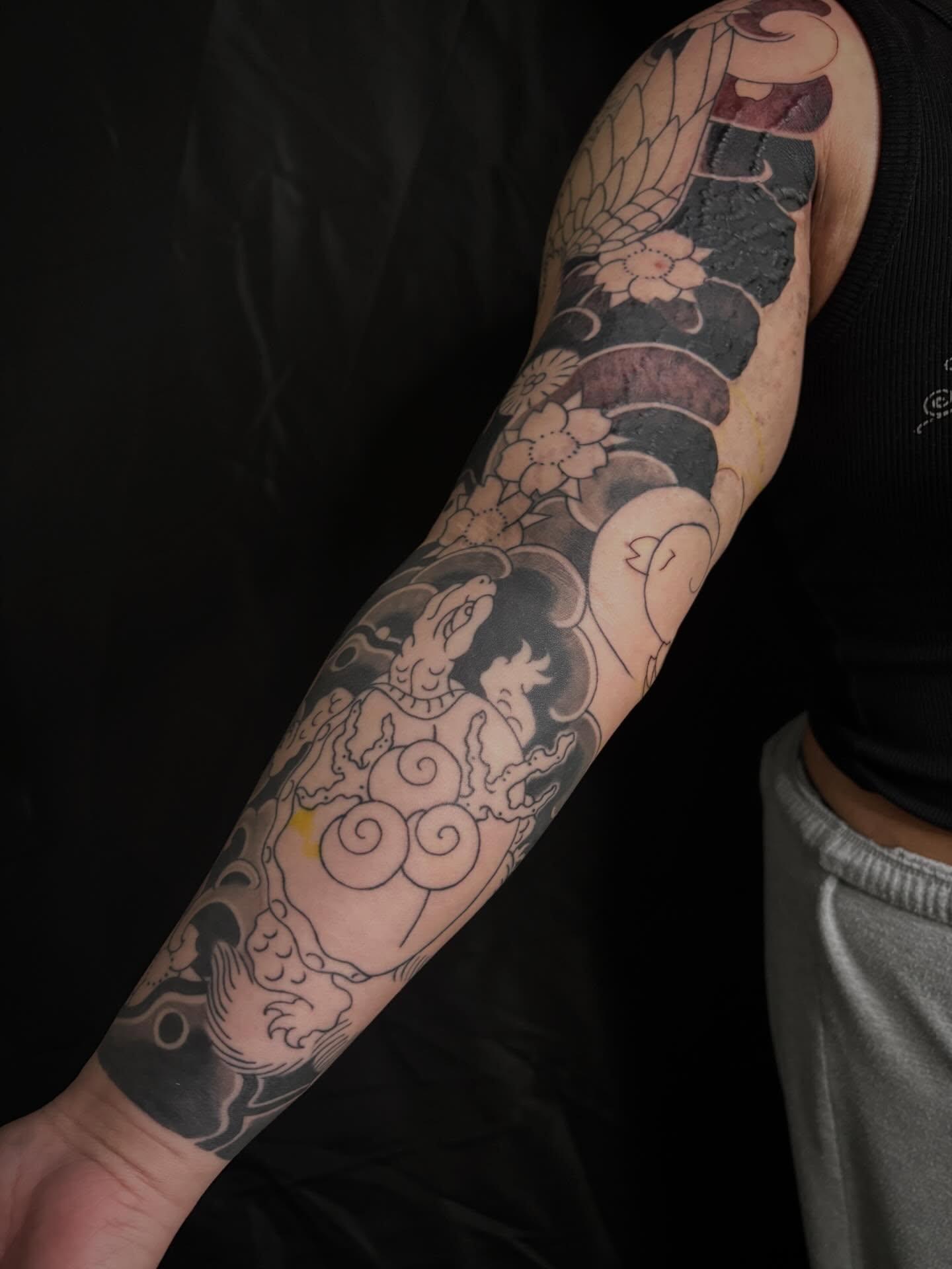 Mythical creature American traditional tattoo on the forearm by Zach Hendrickson