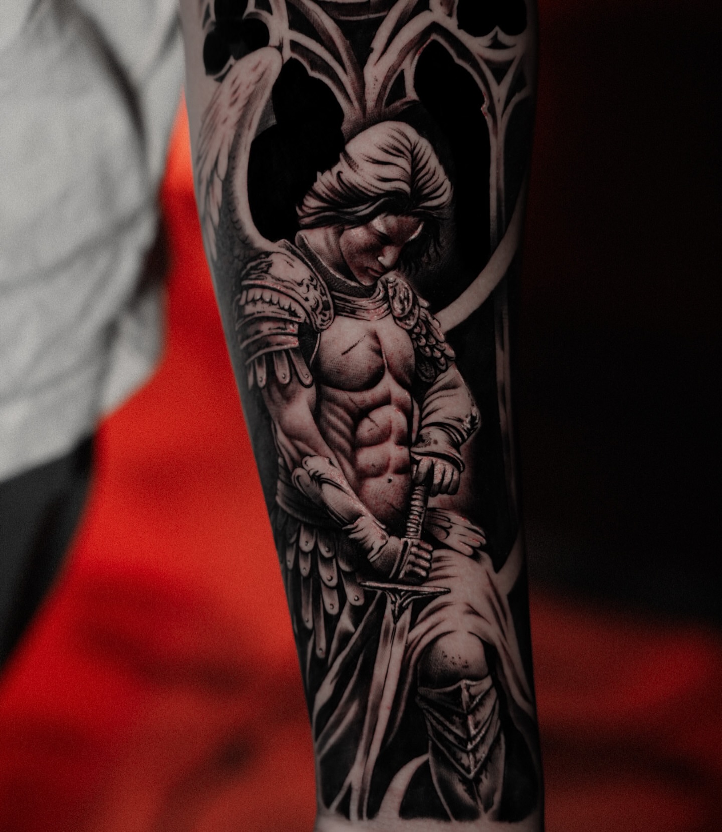 Warrior realism tattoo on the forearm by Andy Garcia