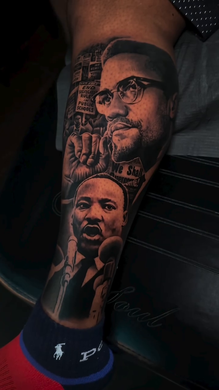 Portraits of historical figures realism tattoo by 𝐉𝐨𝐧 𝐒𝐚𝐧𝐭𝐨𝐬