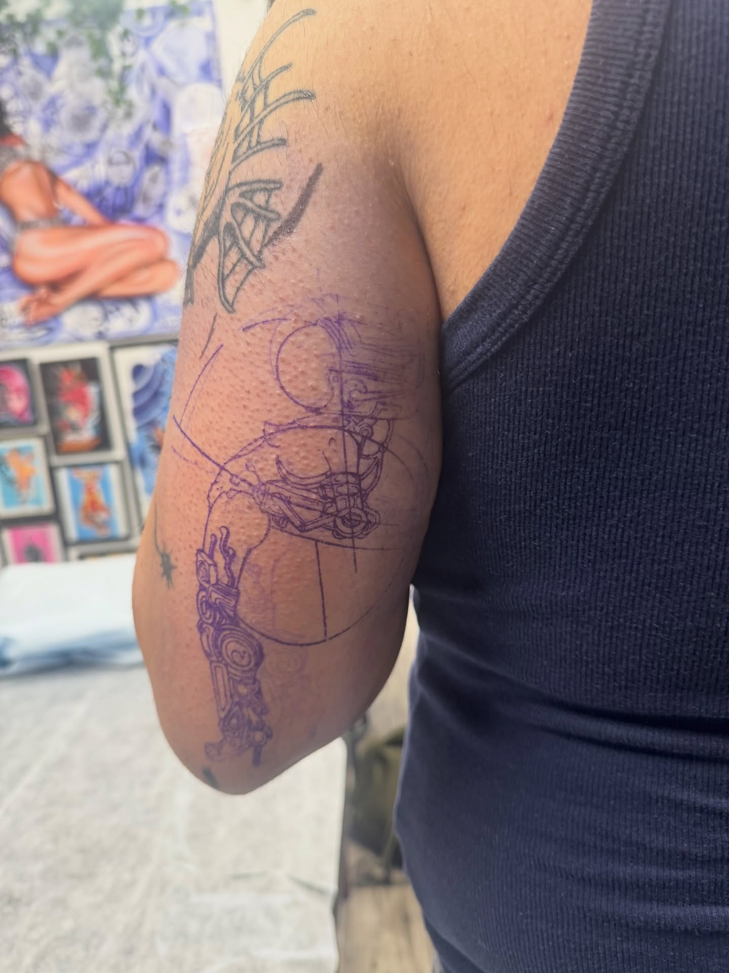 Mechanical arm geometric tattoo on the forearm by Bradleigh Pretti🌟