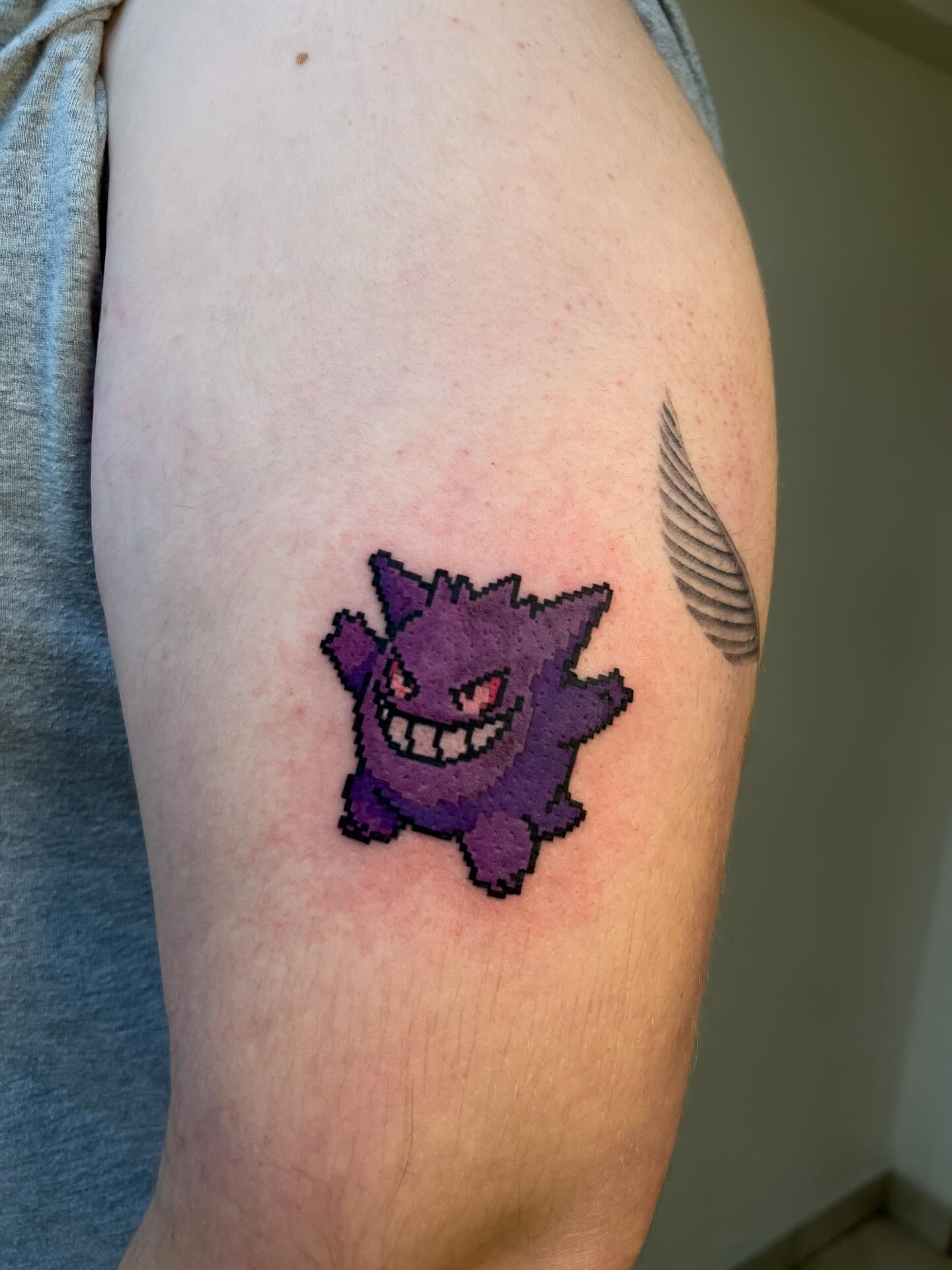 Gengar dotwork tattoo on the forearm by Diana García