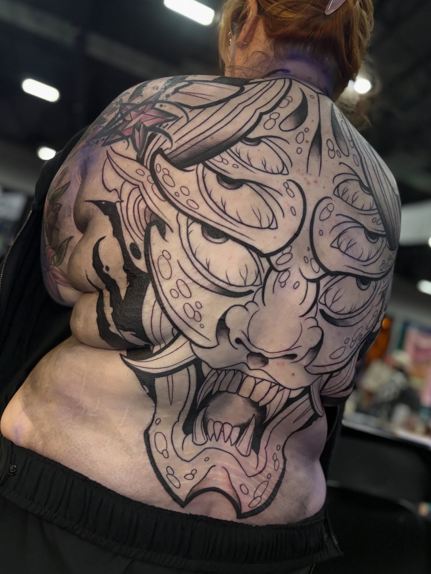 Demon American traditional tattoo on the back by BodyArtByAlia