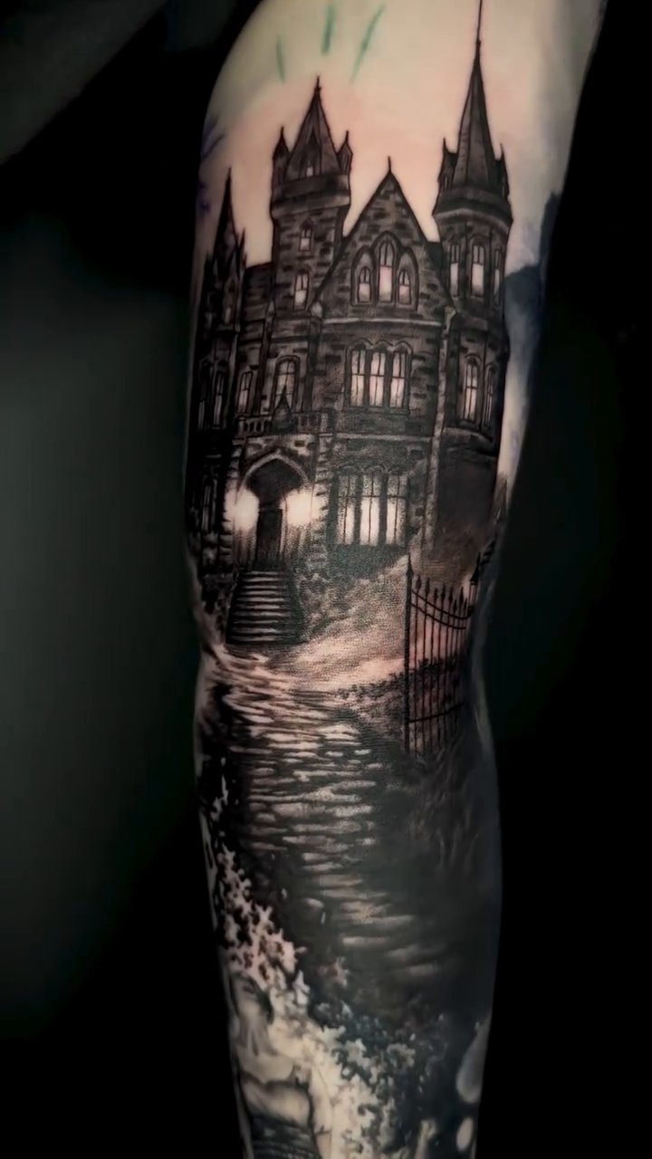 Tattoo by @brooksctattoos — dark_realism, black_and_grey