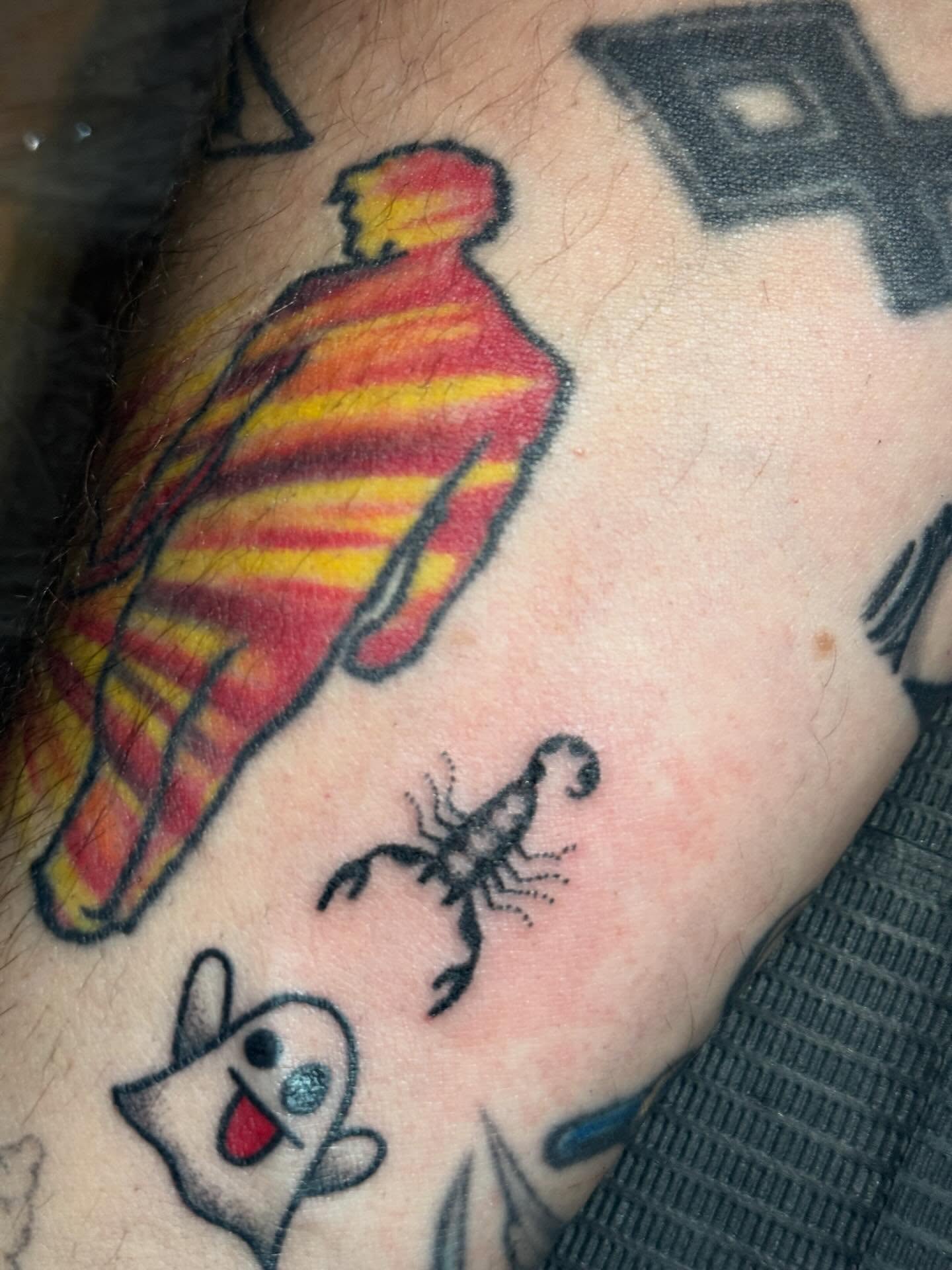 Striped figure neo-traditional tattoo on the forearm by springgreens