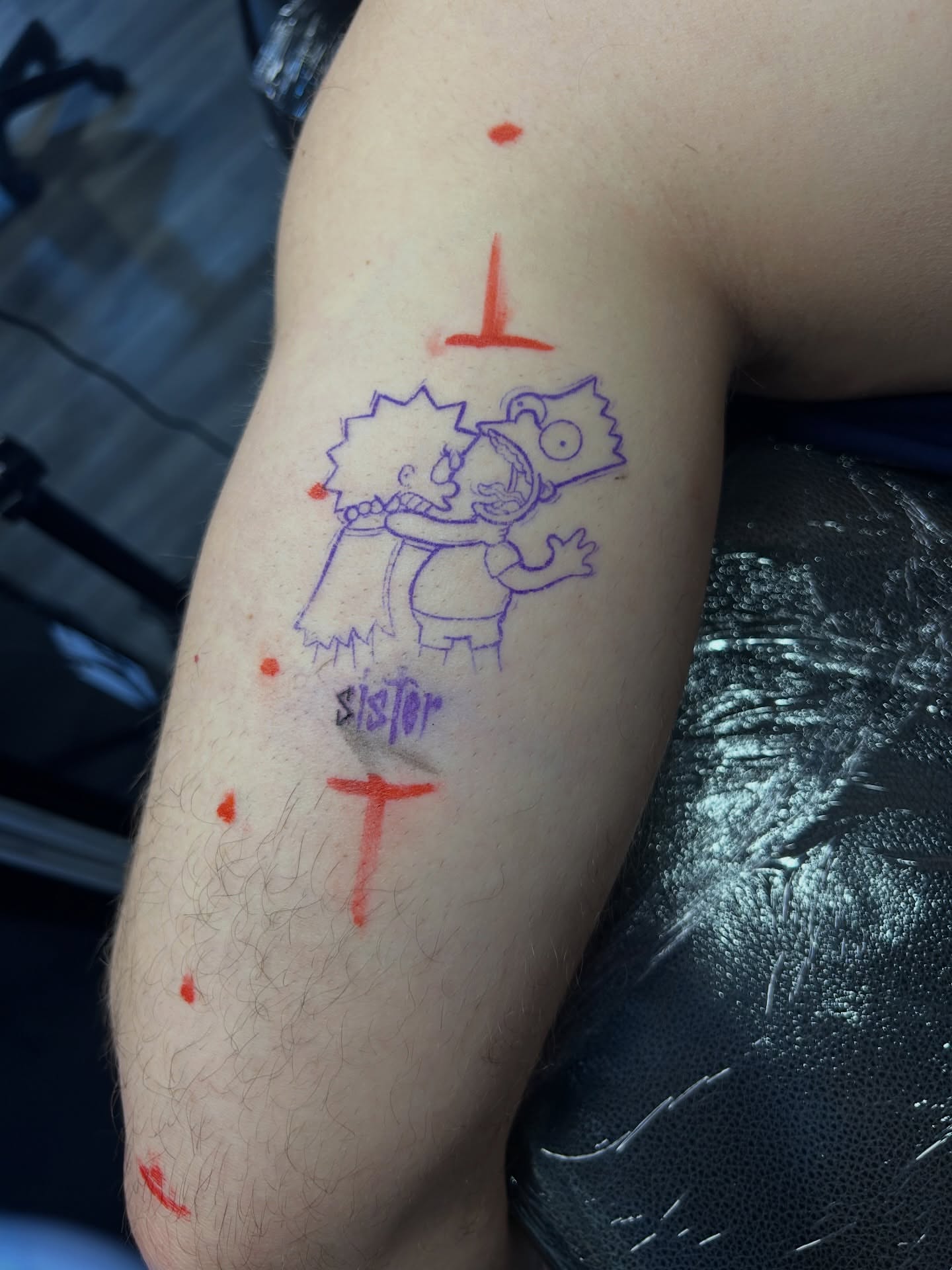 Simpsons characters sketch tattoo on the forearm by Oto_art