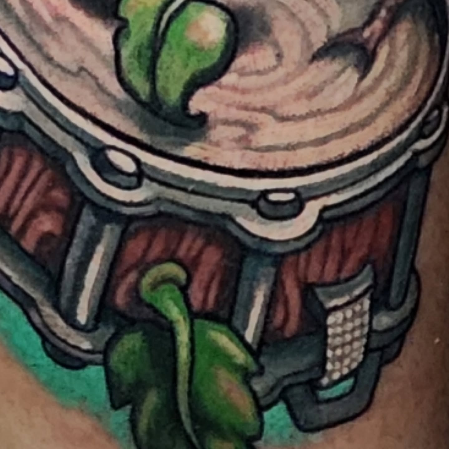 Drum dotwork tattoo on the forearm by Chicago Tattoo Artist New School Tattoos, Naperville, Illinois
