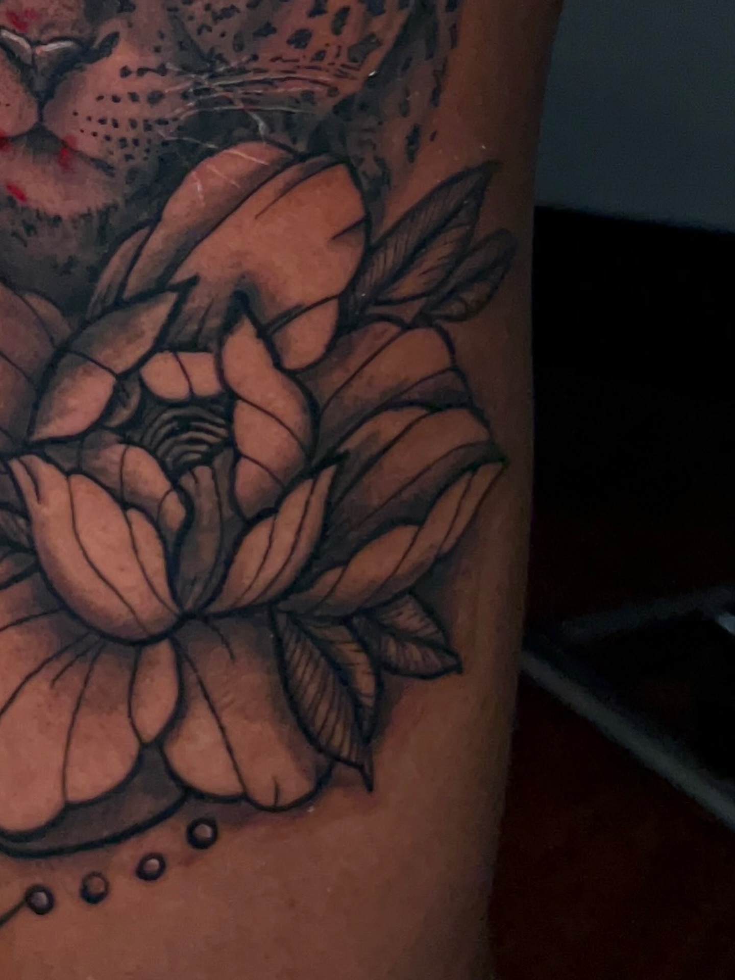 Lotus flower black and grey tattoo on the forearm by Unknwn Ink ⭐️