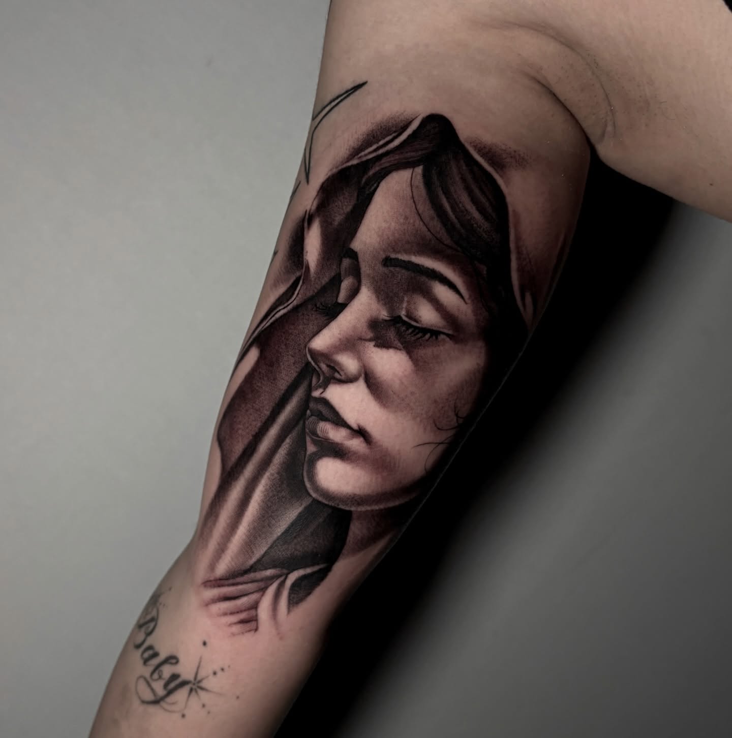 Tattoo by @ilovemorganxo โ realism, black_and_grey