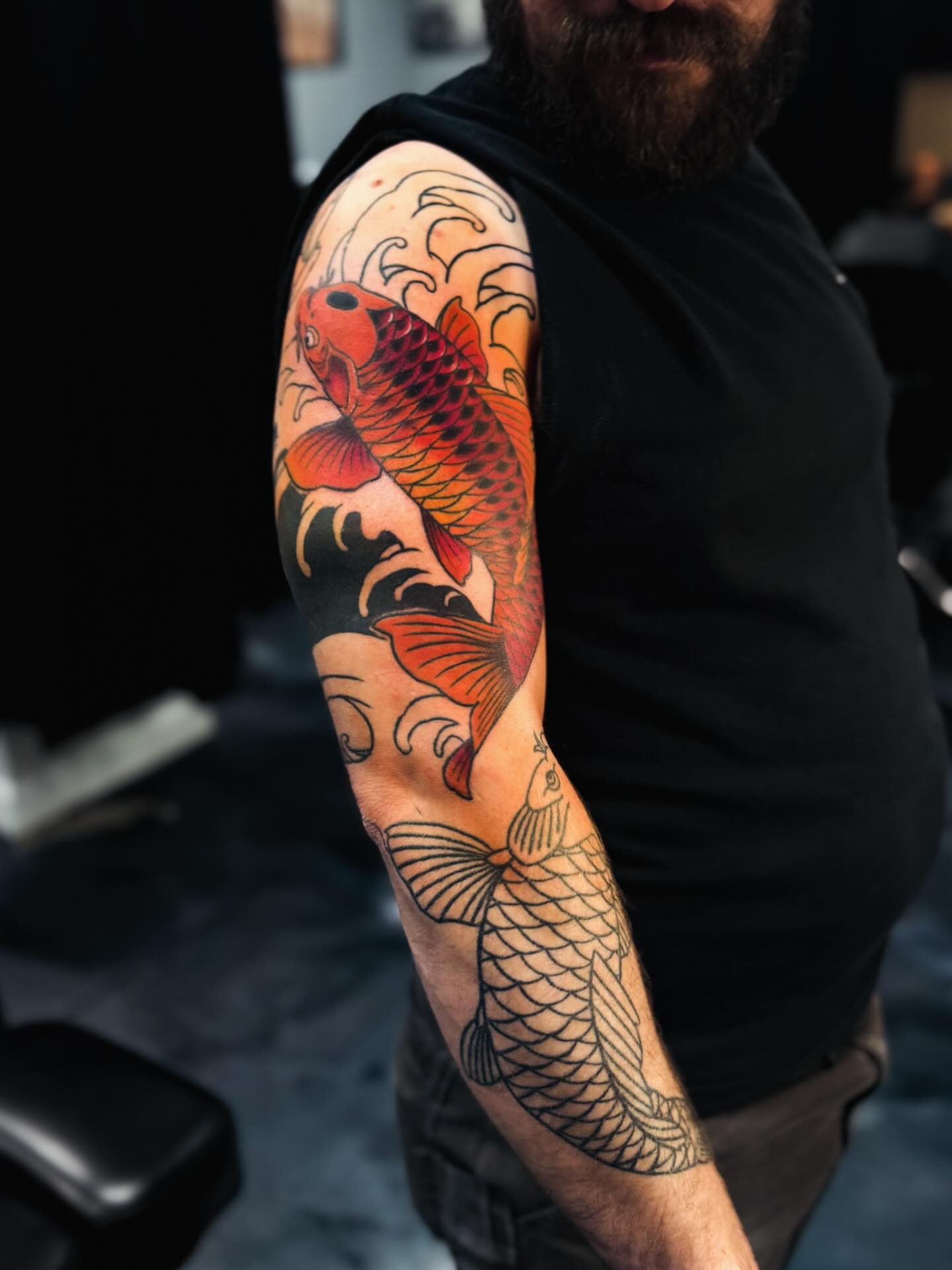 Koi fish japanese irezumi tattoo on the forearm by Marie Amor🌙