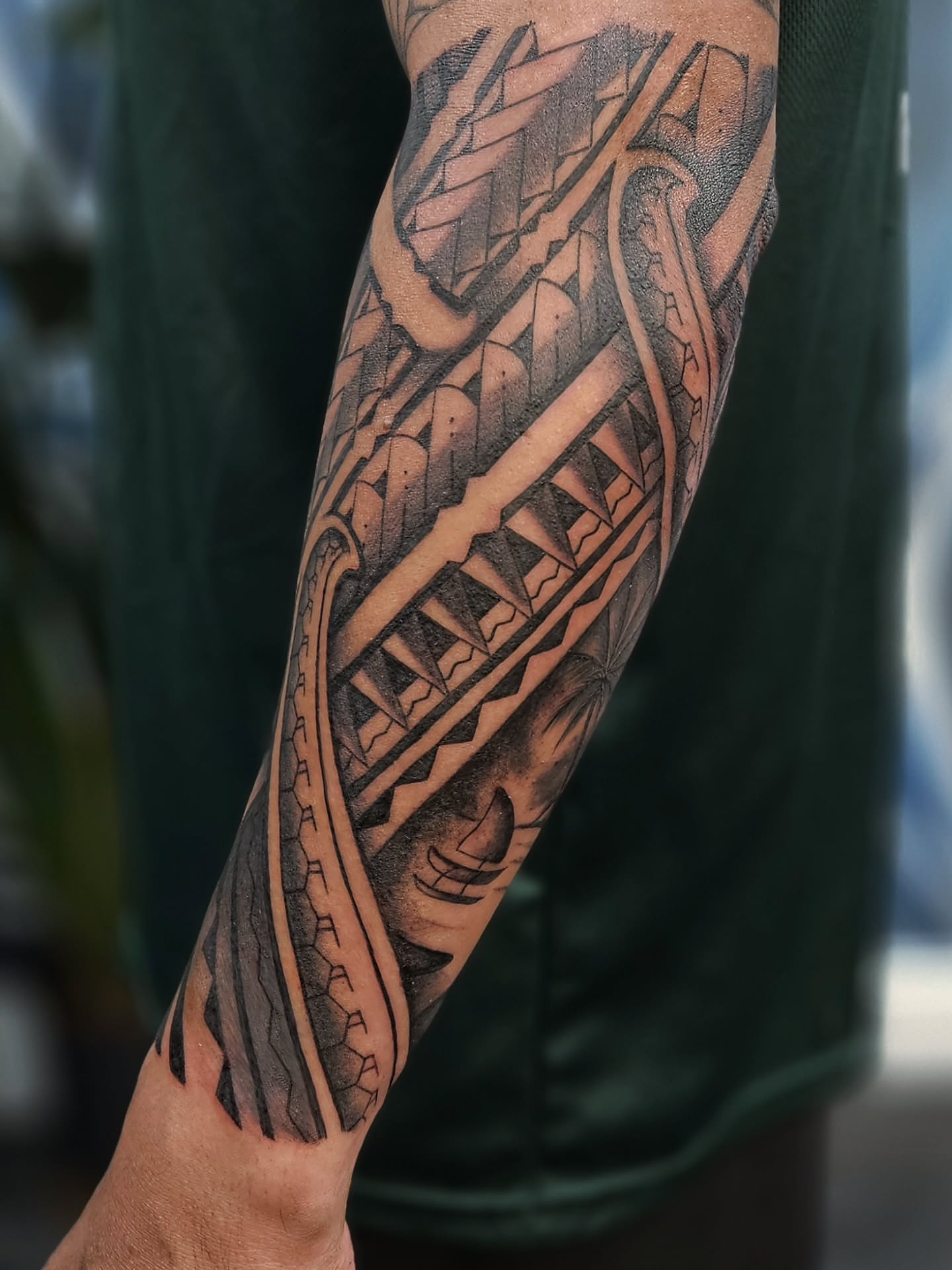 Tribal pattern tribal tattoo on the forearm by Jo'el Acoba